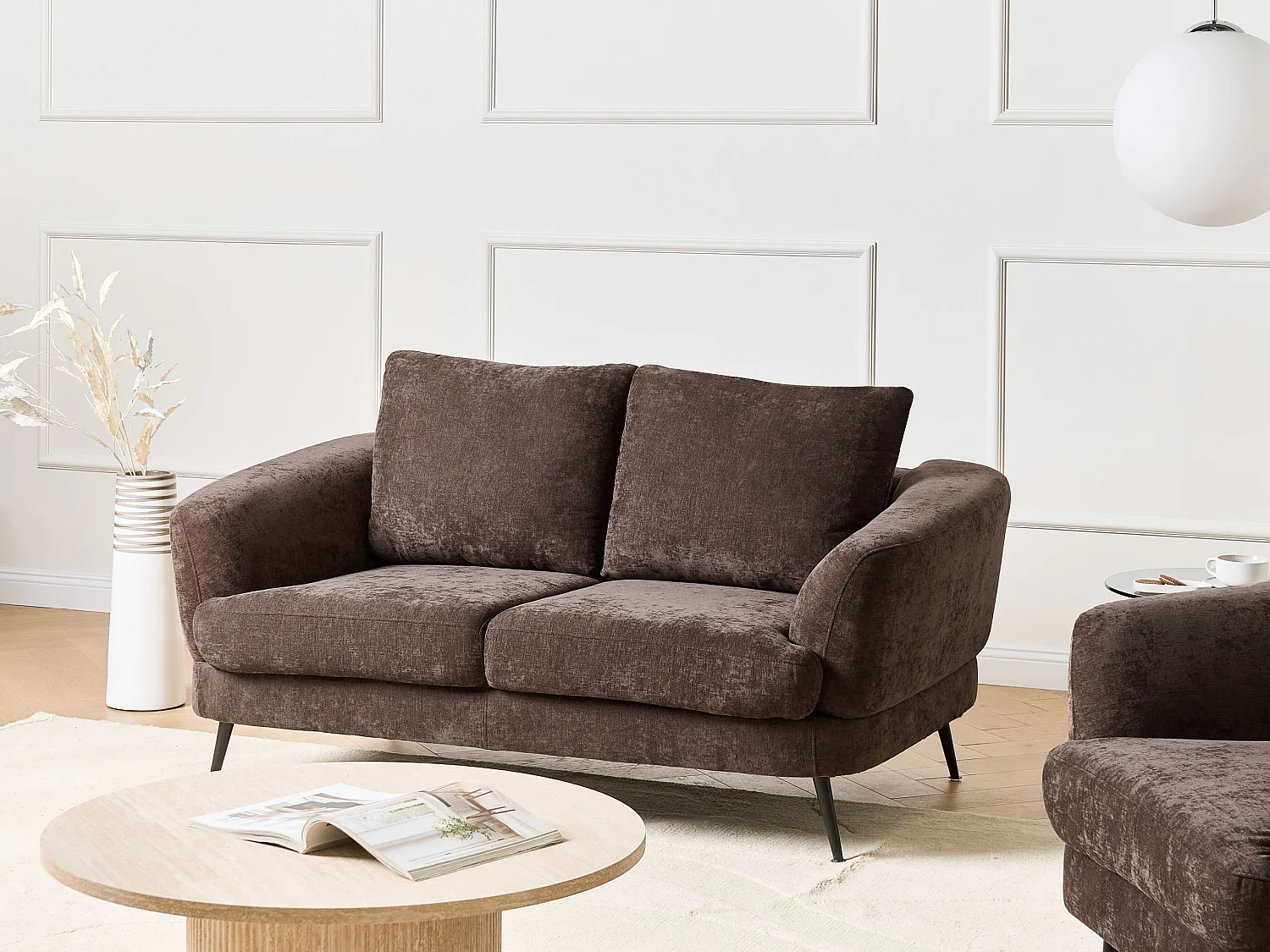 Canapé 2 places KJAER Tissu chenille Marron foncé