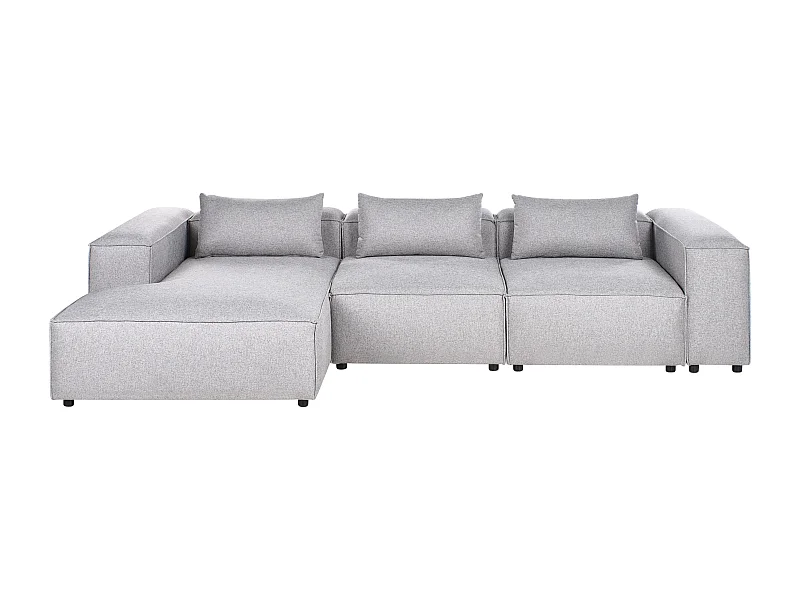 Canapé d'Angle à gauche Modulable Moderne en Tissu 4 Places avec Accoudoir Gris Brande