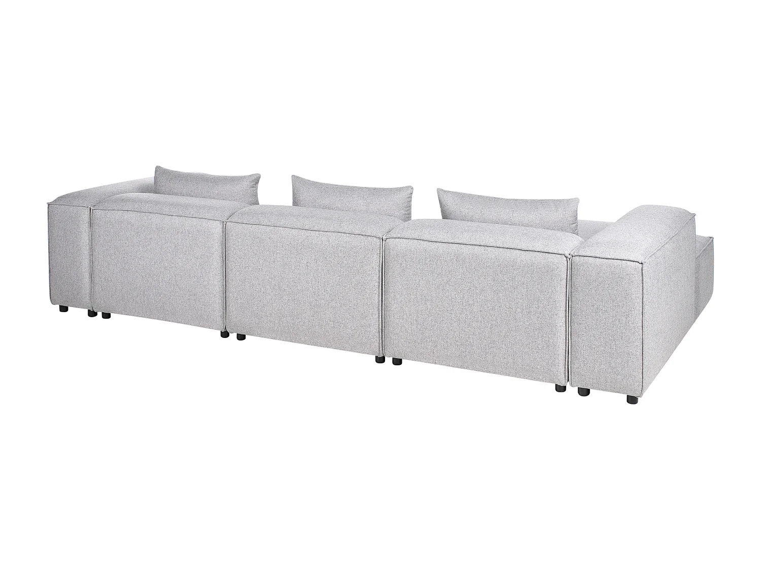 Canapé d'Angle à gauche Modulable Moderne en Tissu 4 Places avec Accoudoir Gris Brande