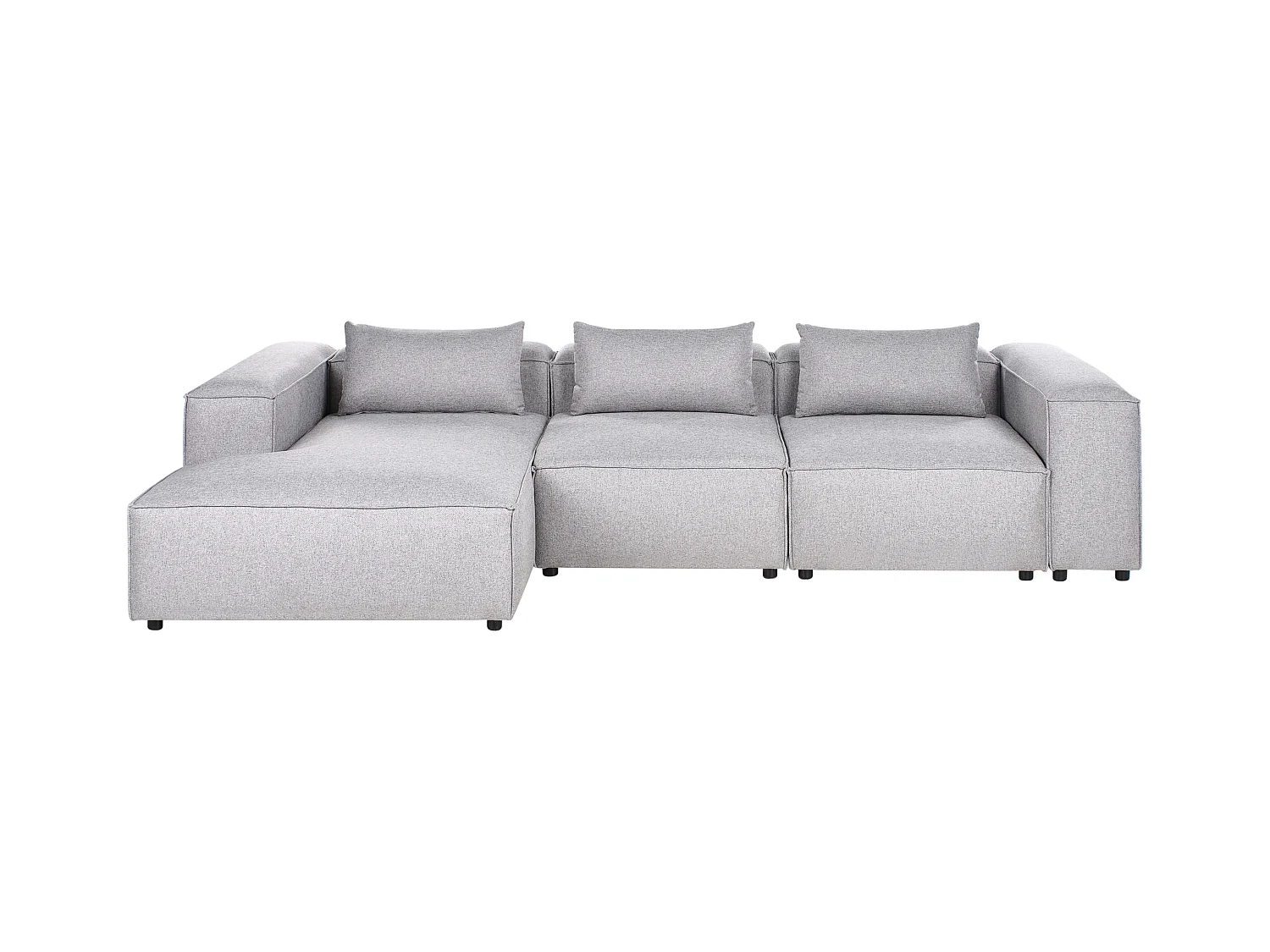 Canapé d'Angle à gauche Modulable Moderne en Tissu 4 Places avec Accoudoir Gris Brande