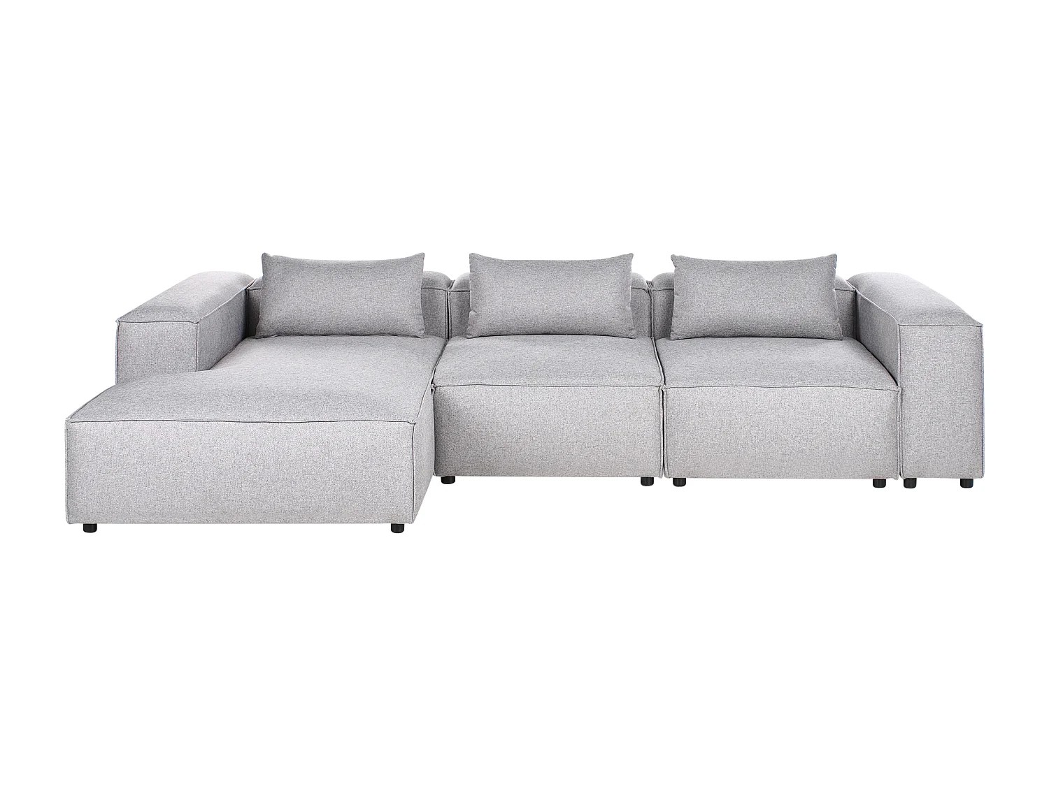 Canapé d'Angle à Droite Modulable Moderne en Tissu 4 Places avec Accoudoir Gris Brande