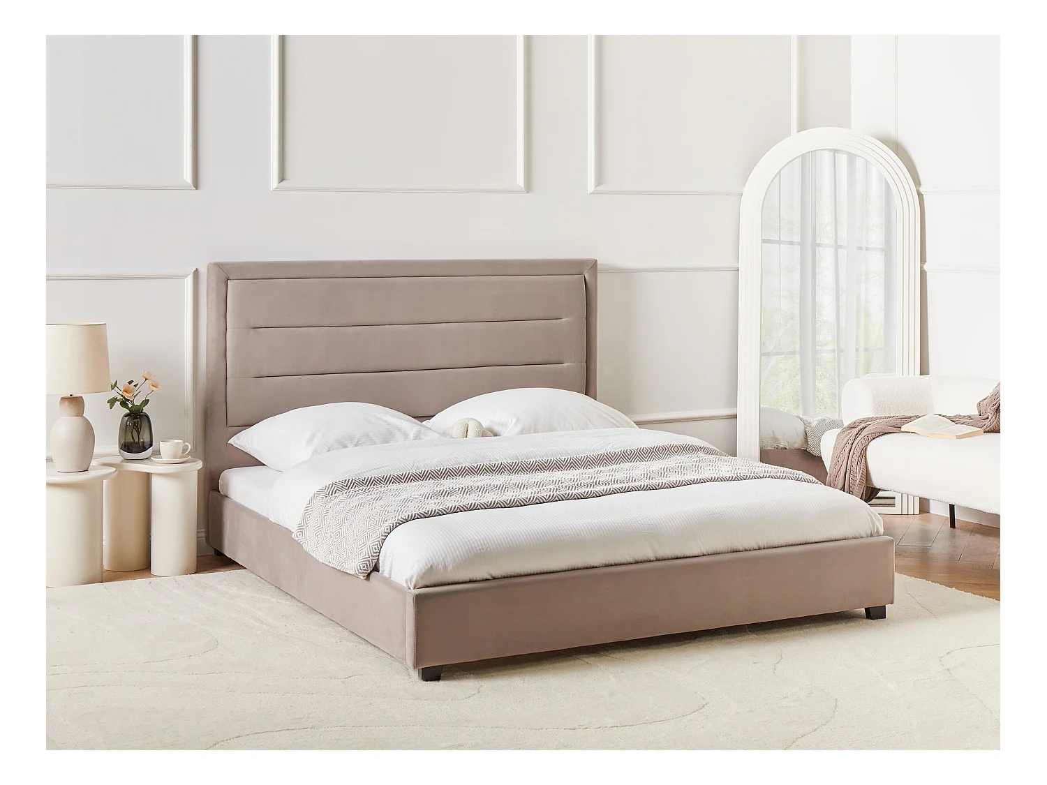 Lit à eau Velours ROUEN 160 x 200 cm Taupe