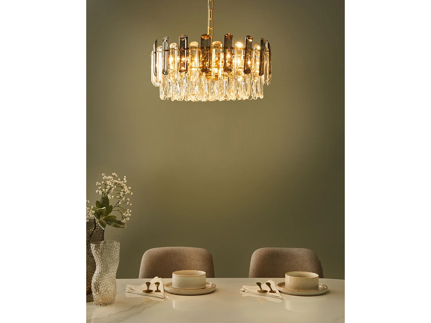 Chandelier MANTARO Glass Gold