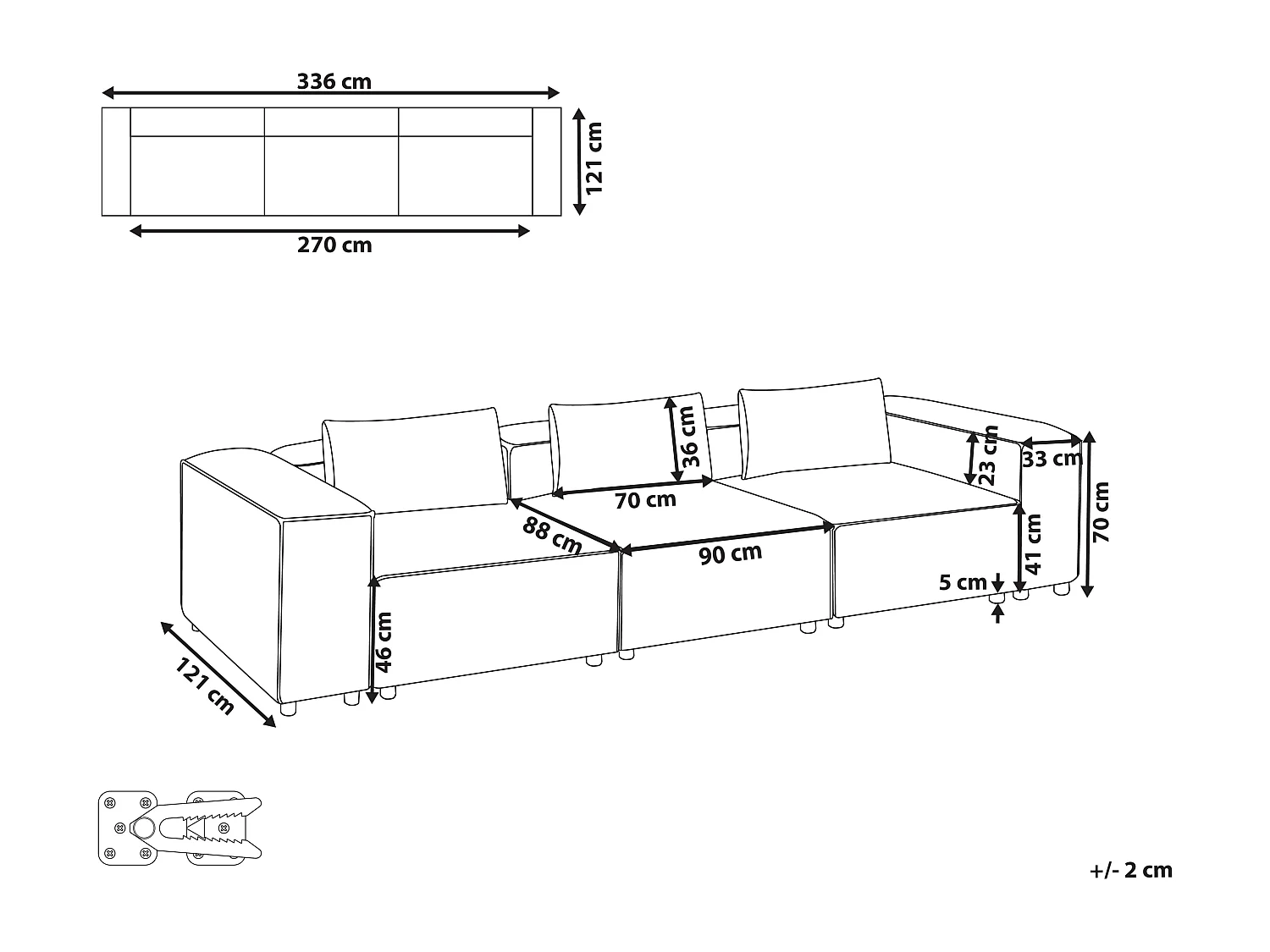 Canapé modulable 3 places BRANDE Gris