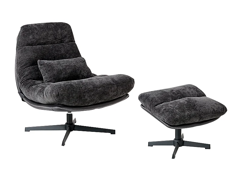 Fauteuil pivotant TOVIK Tissu chenille Noir