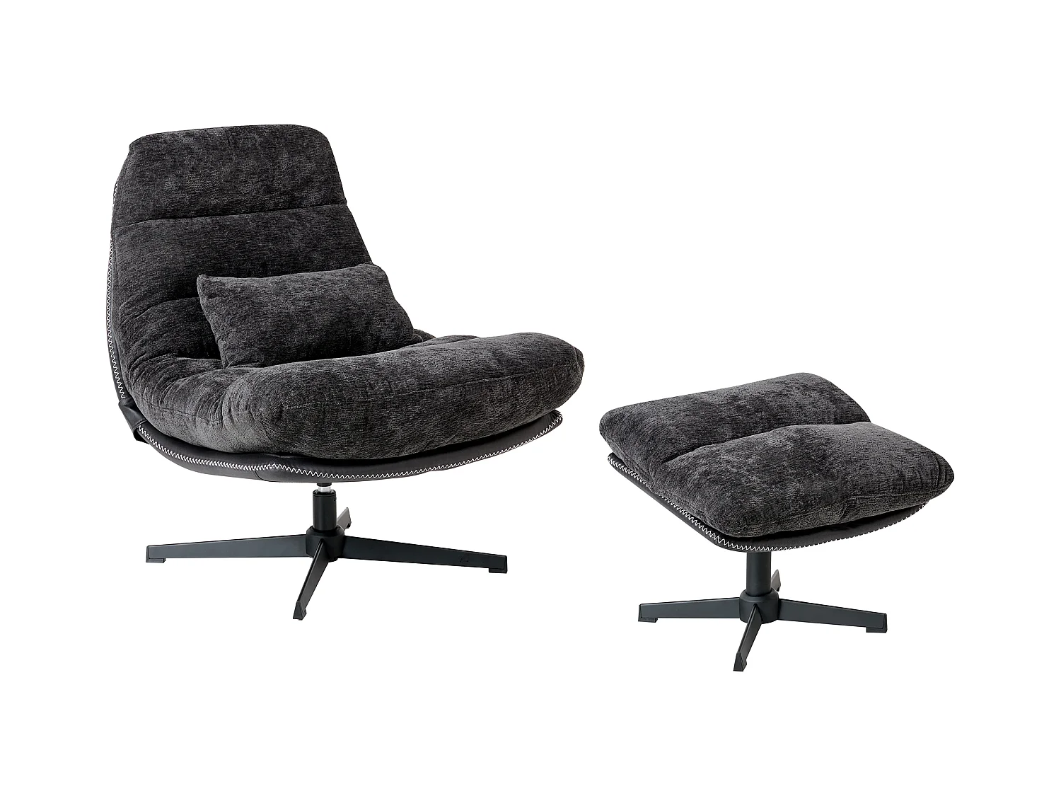 Fauteuil pivotant TOVIK Tissu chenille Noir