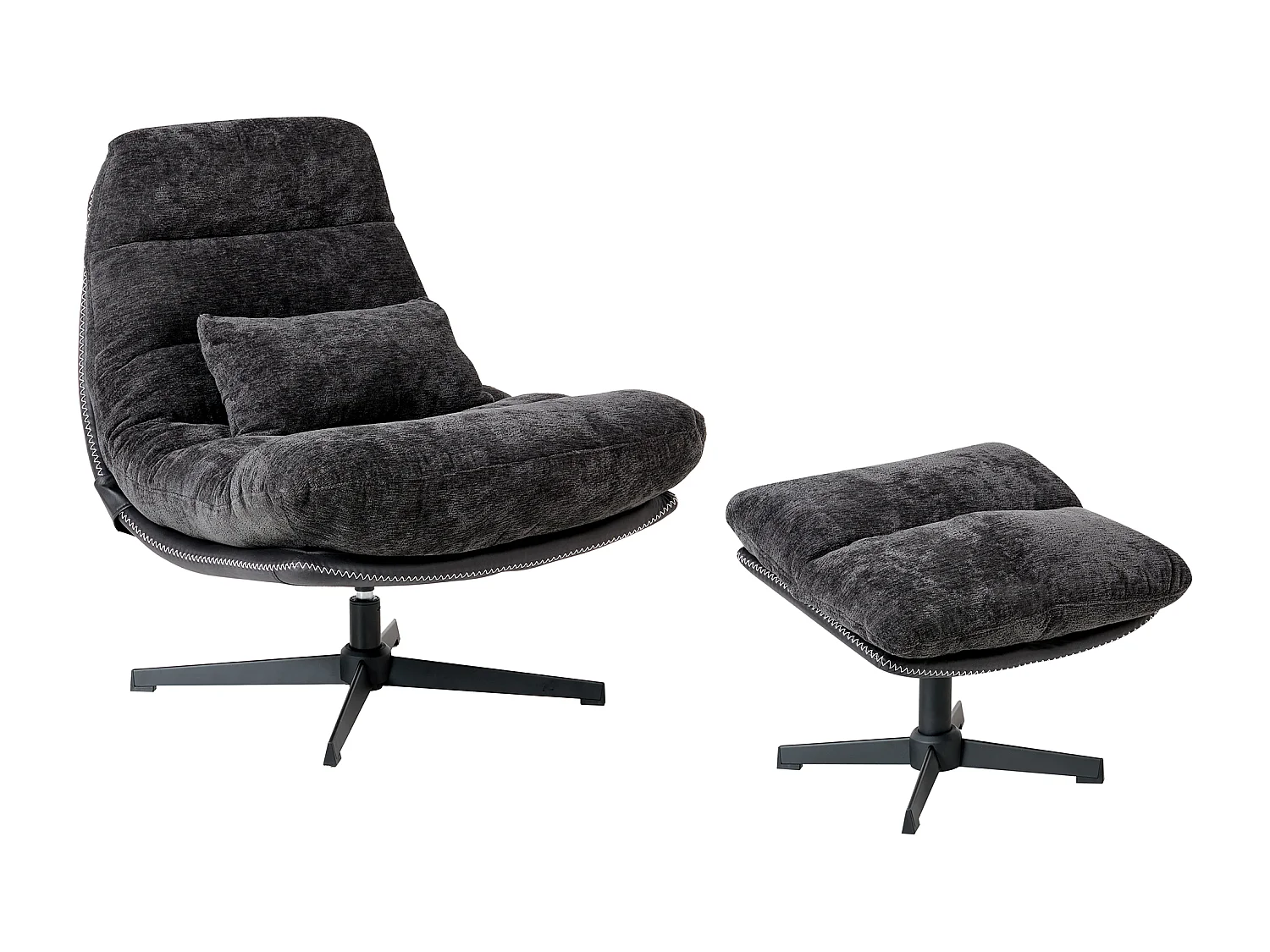 Fauteuil pivotant TOVIK Tissu chenille Noir