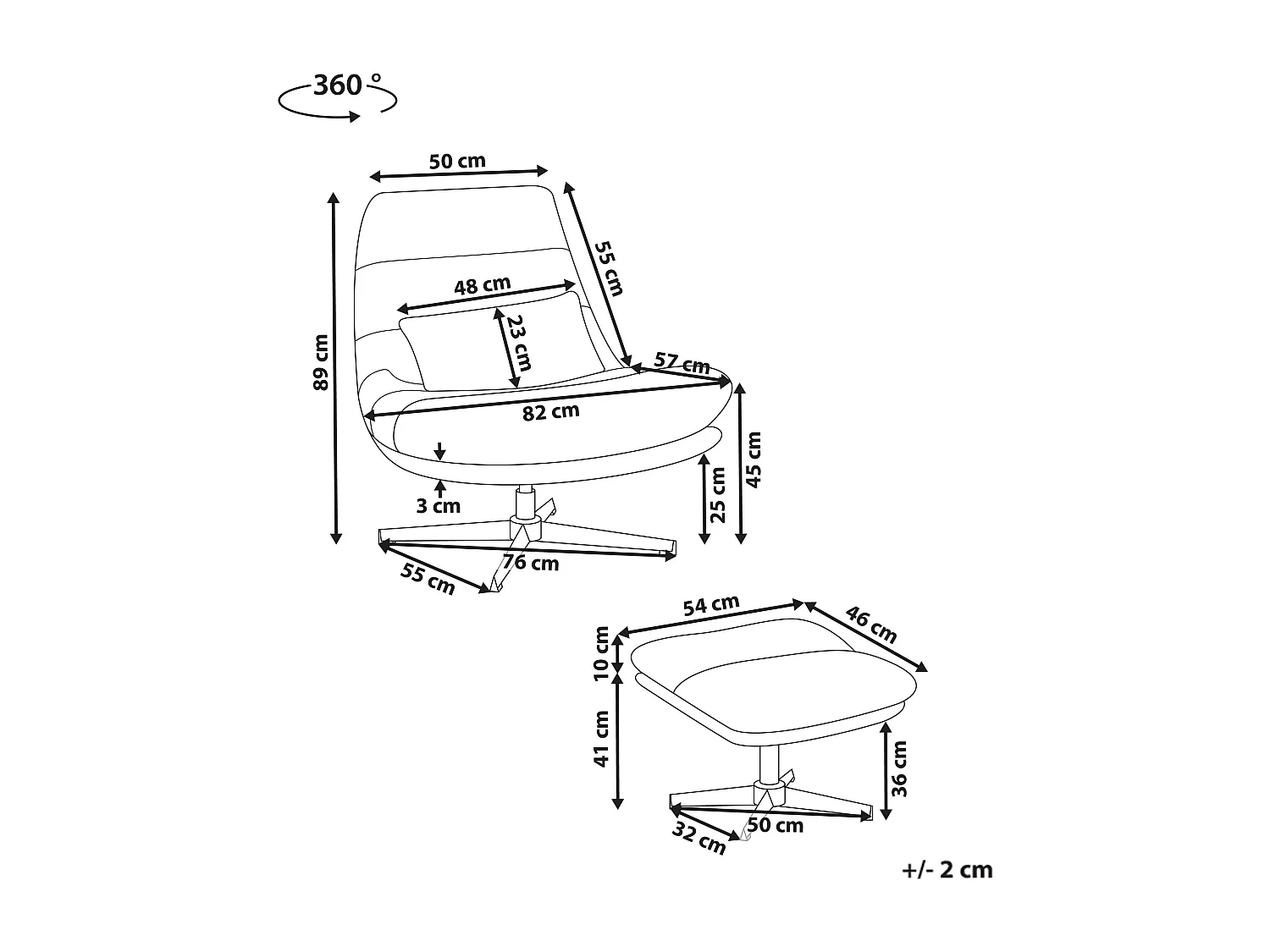 Fauteuil pivotant TOVIK Tissu chenille Noir