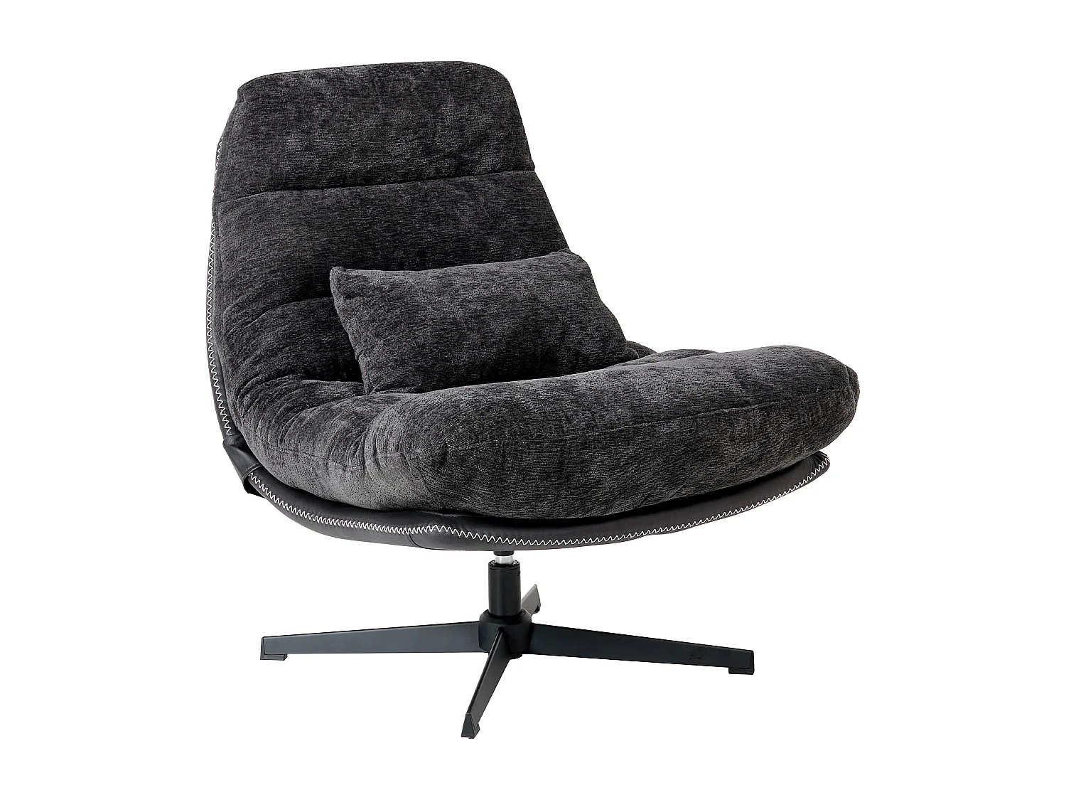 Fauteuil pivotant TOVIK Tissu chenille Noir