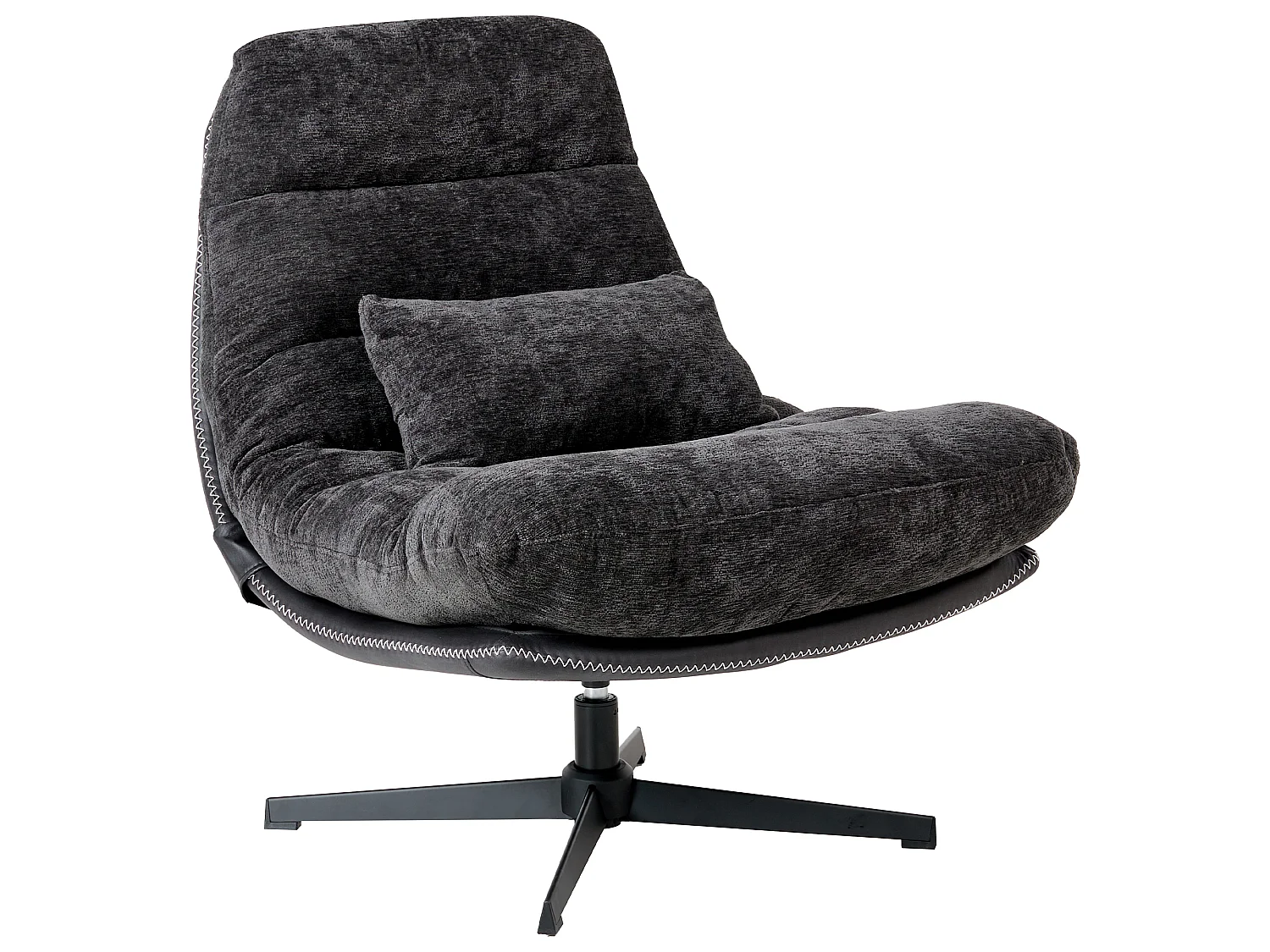 Fauteuil pivotant TOVIK Tissu chenille Noir