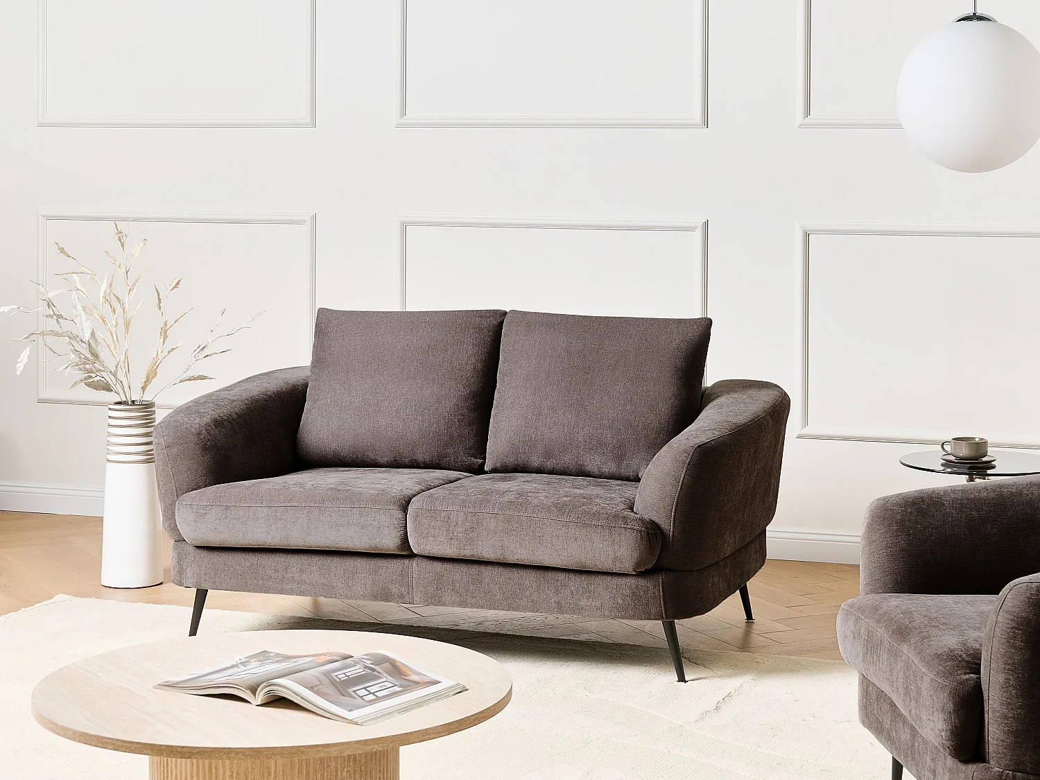 Canapé 2 places KJAER Tissu chenille Taupe