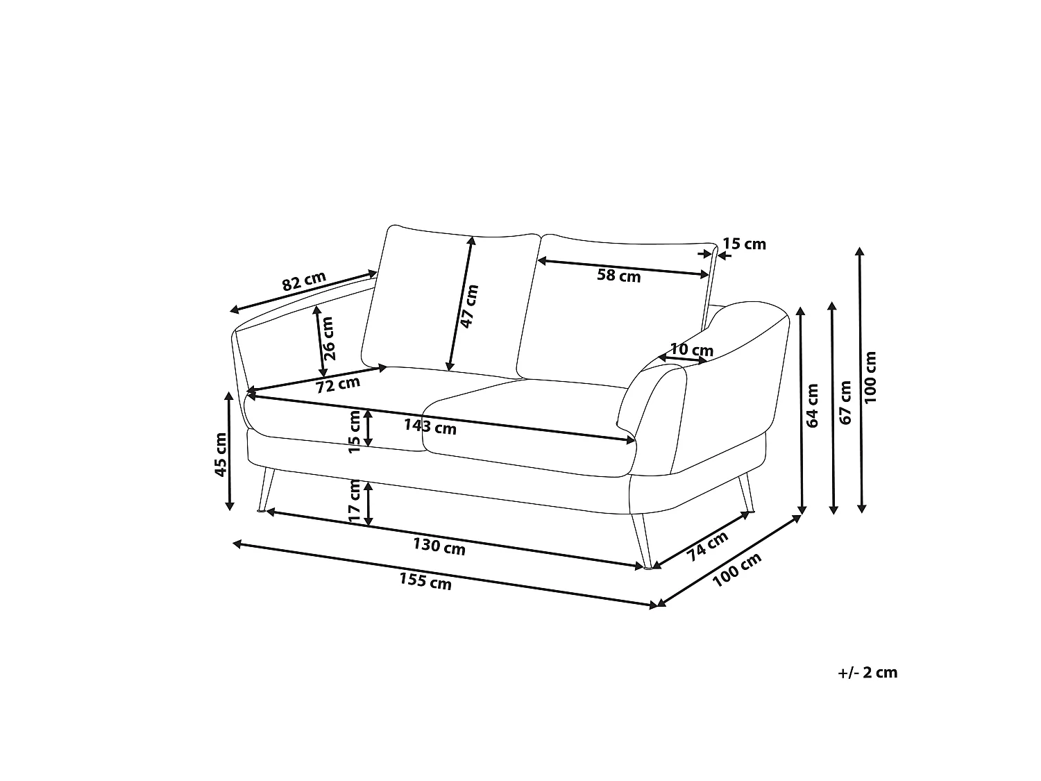 Sofa 2 Seater KJAER Chenille Taupe