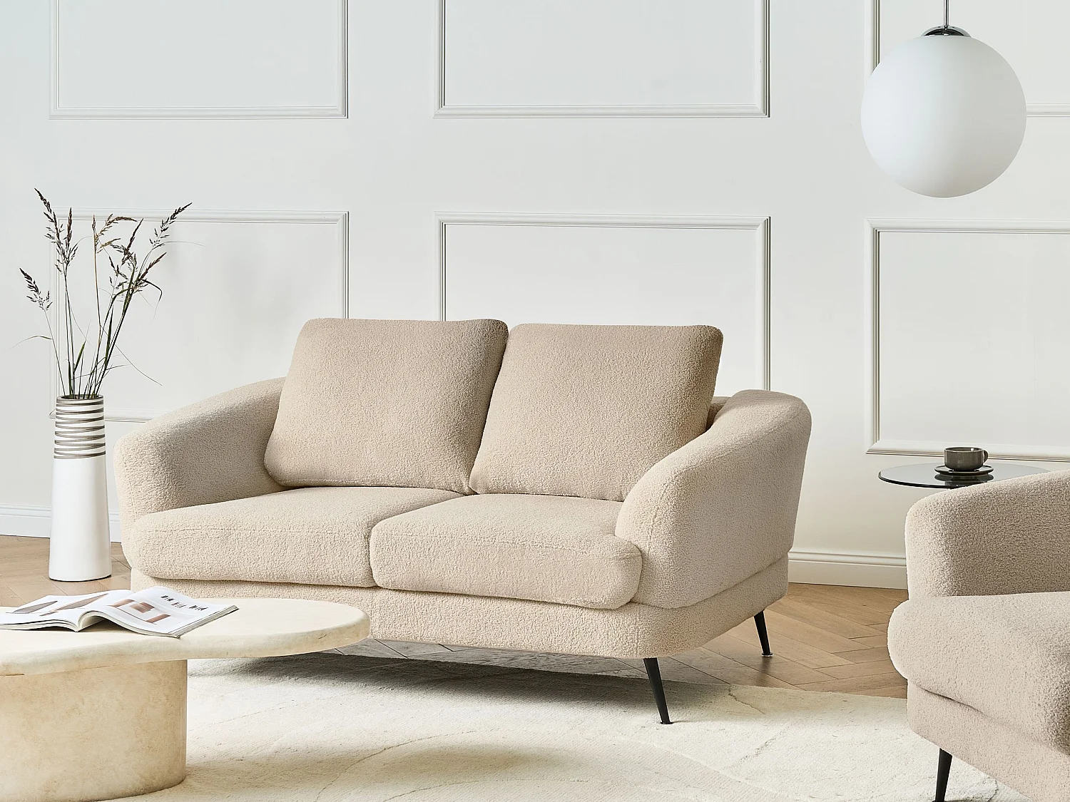 Canapé 2 places KJAER Bouclé Beige clair