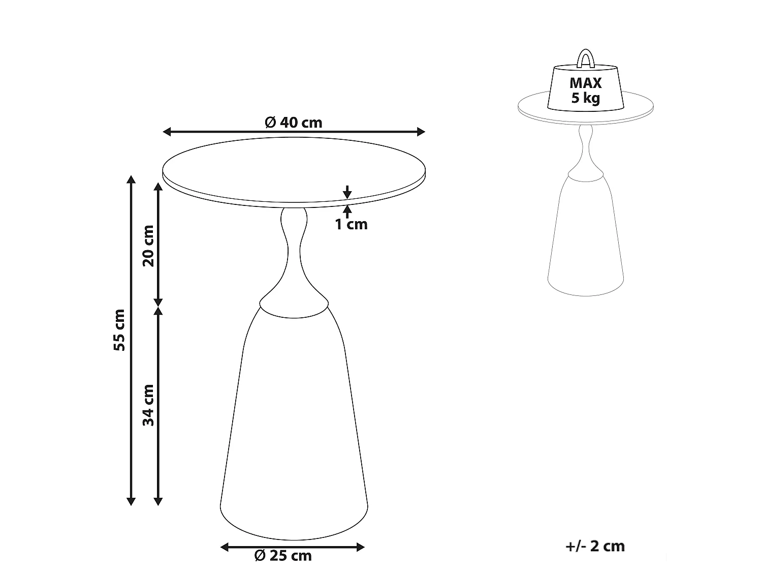 Table d'appoint CARTER Verre de sécurité Marbre gris