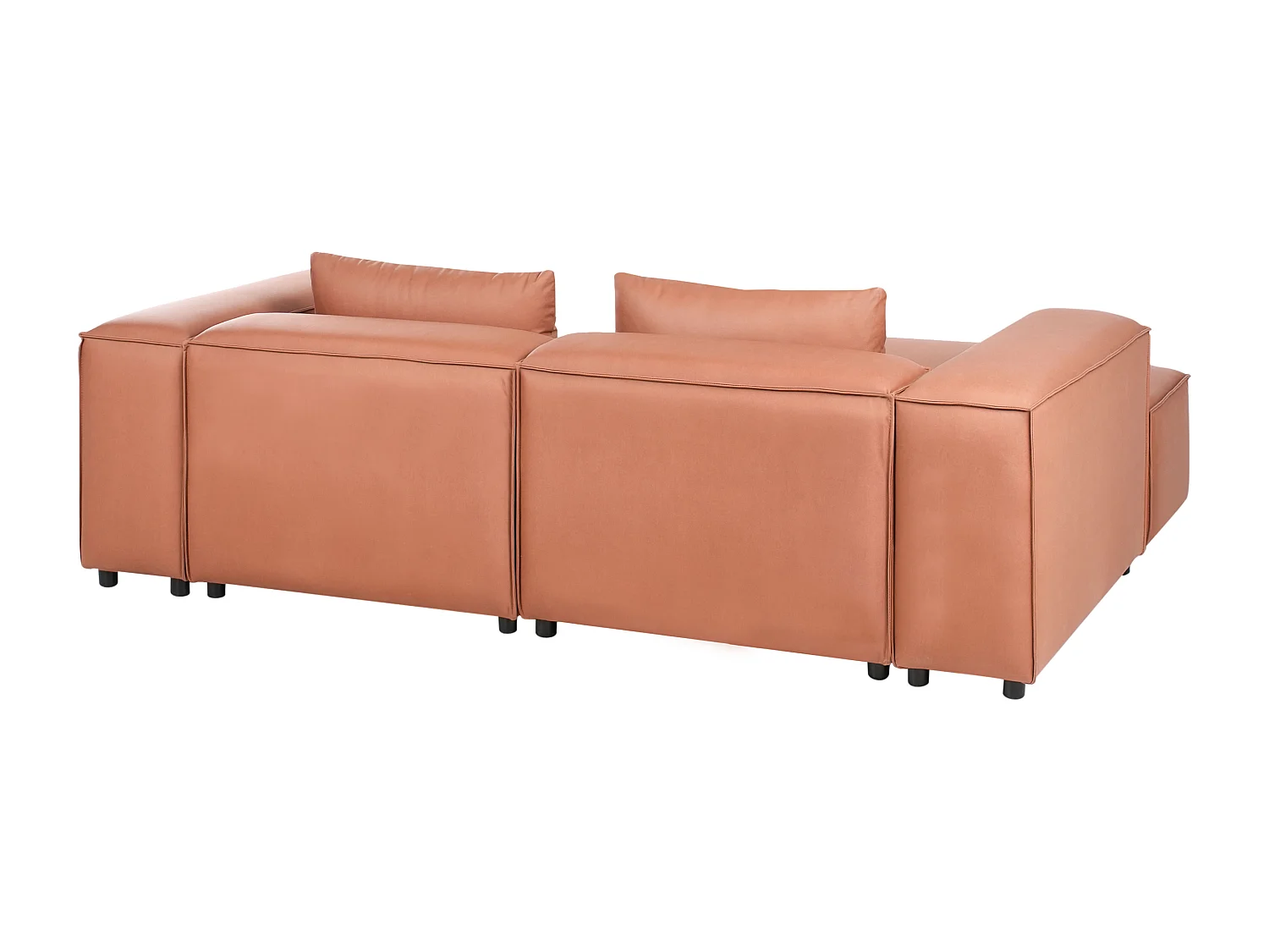 Canapé d'Angle à gauche Modulable Moderne en Cuir PU 3 Places avec Pouf Rembourré Marron Doré Brande