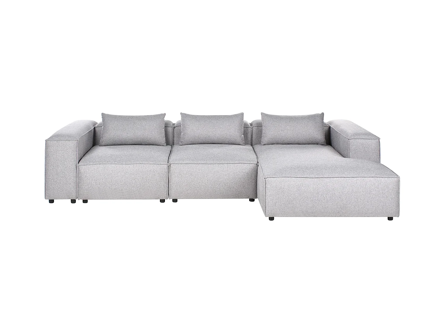 Canapé d'Angle à droite Modulable Moderne en Tissu 4 Places avec Accoudoir Gris Brande