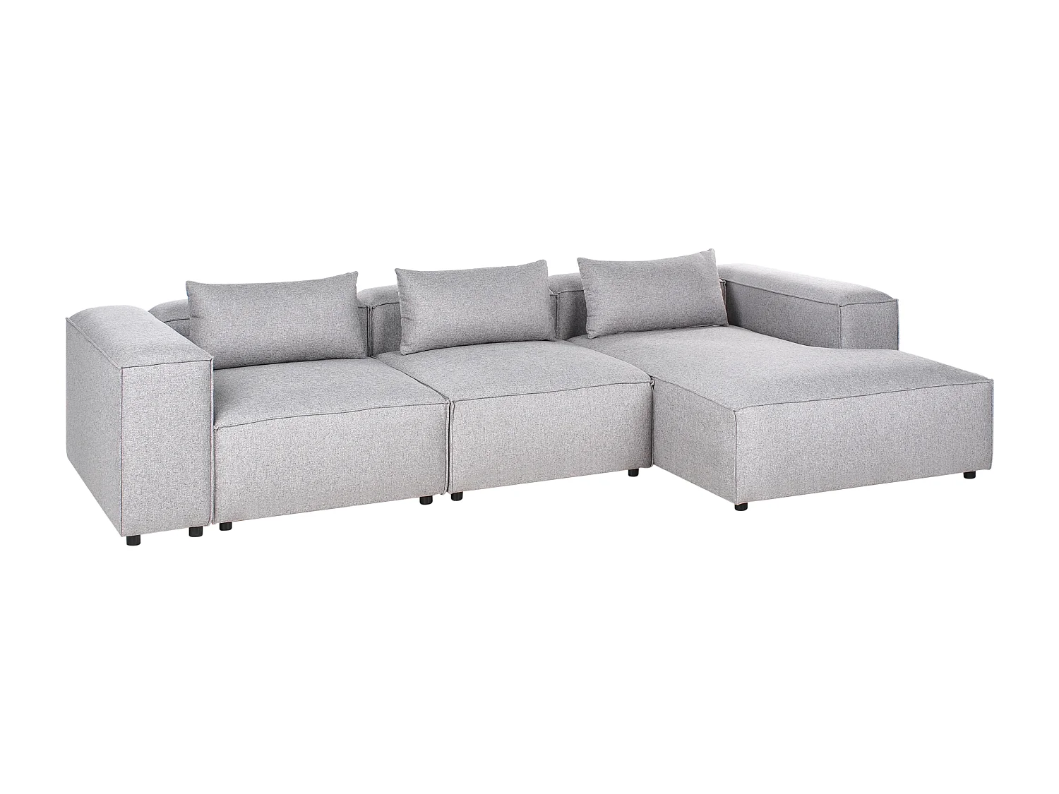 Canapé d'Angle à Gauche Modulable Moderne en Tissu 4 Places avec Accoudoir Gris Brande