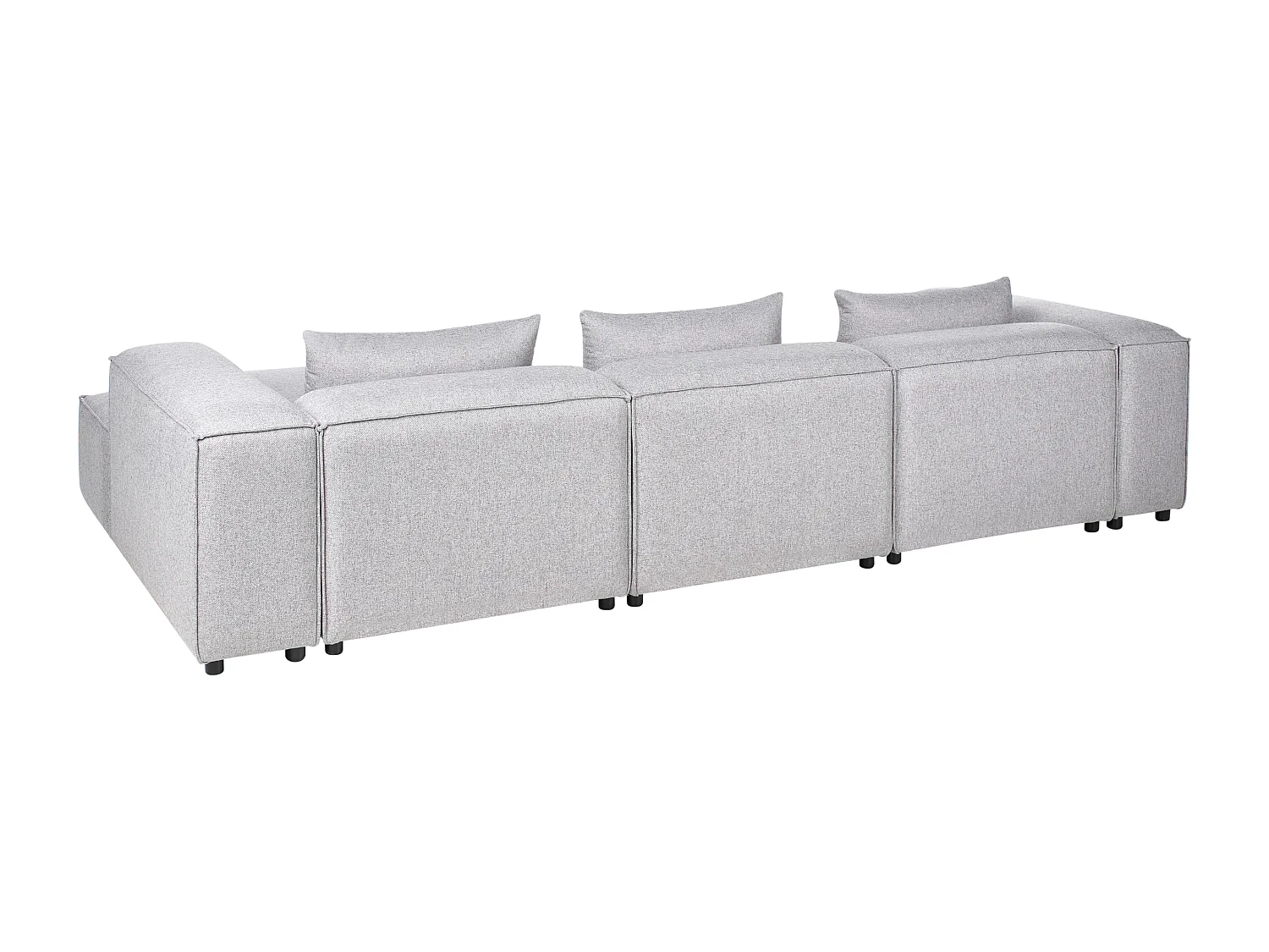 Canapé d'Angle à Gauche Modulable Moderne en Tissu 4 Places avec Accoudoir Gris Brande