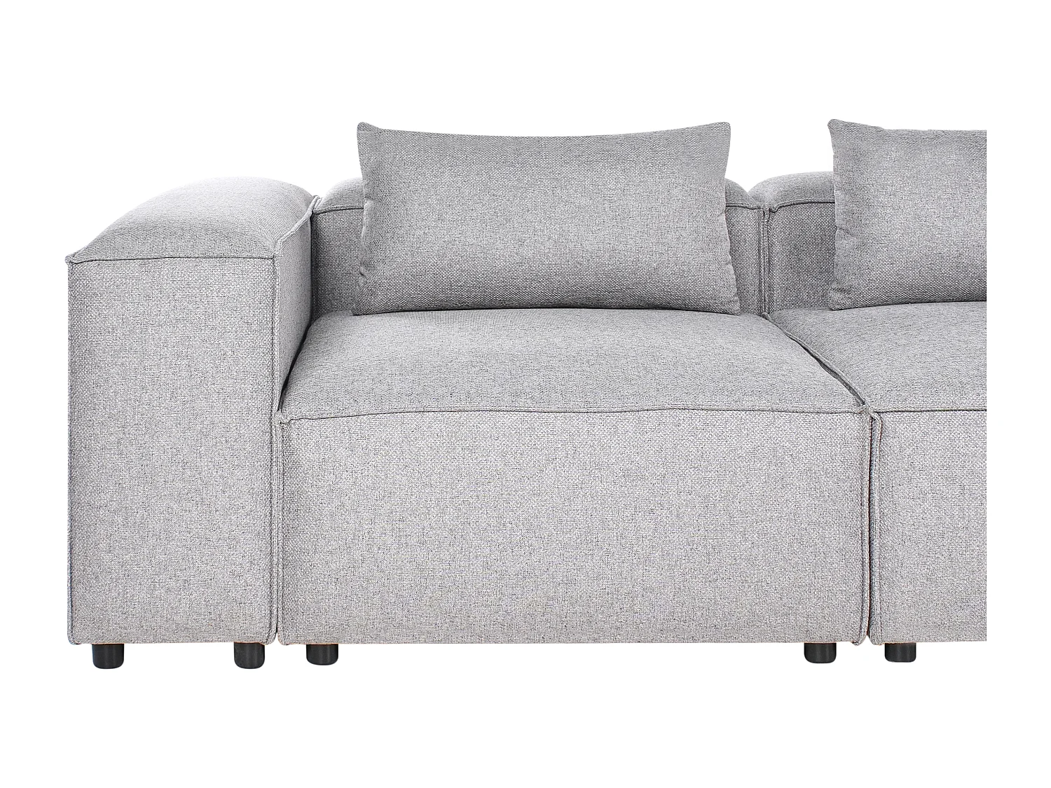 Canapé d'Angle à Gauche Modulable Moderne en Tissu 4 Places avec Accoudoir Gris Brande