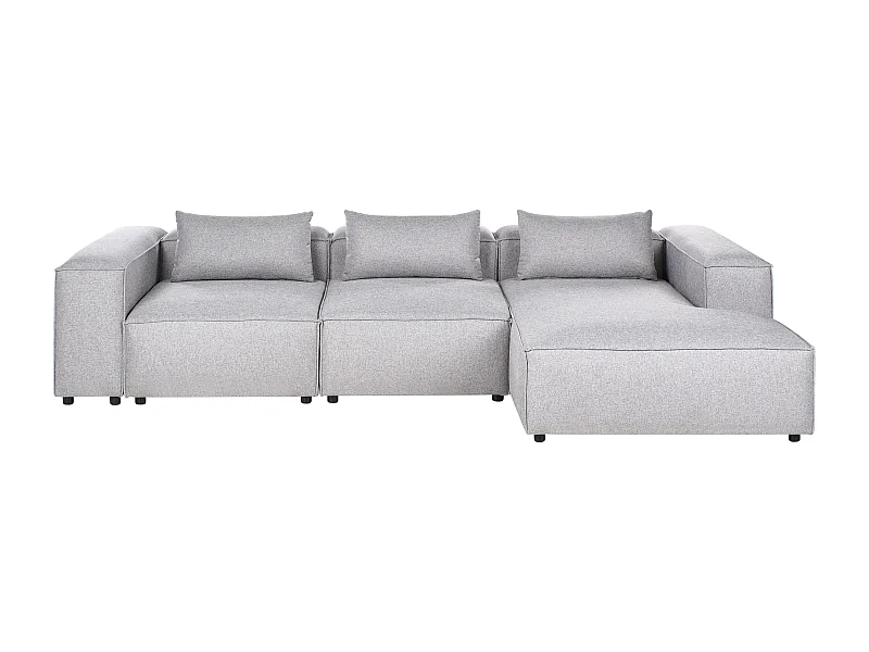 Canapé d'Angle à droite Modulable Moderne en Tissu 4 Places avec Accoudoir Gris Brande