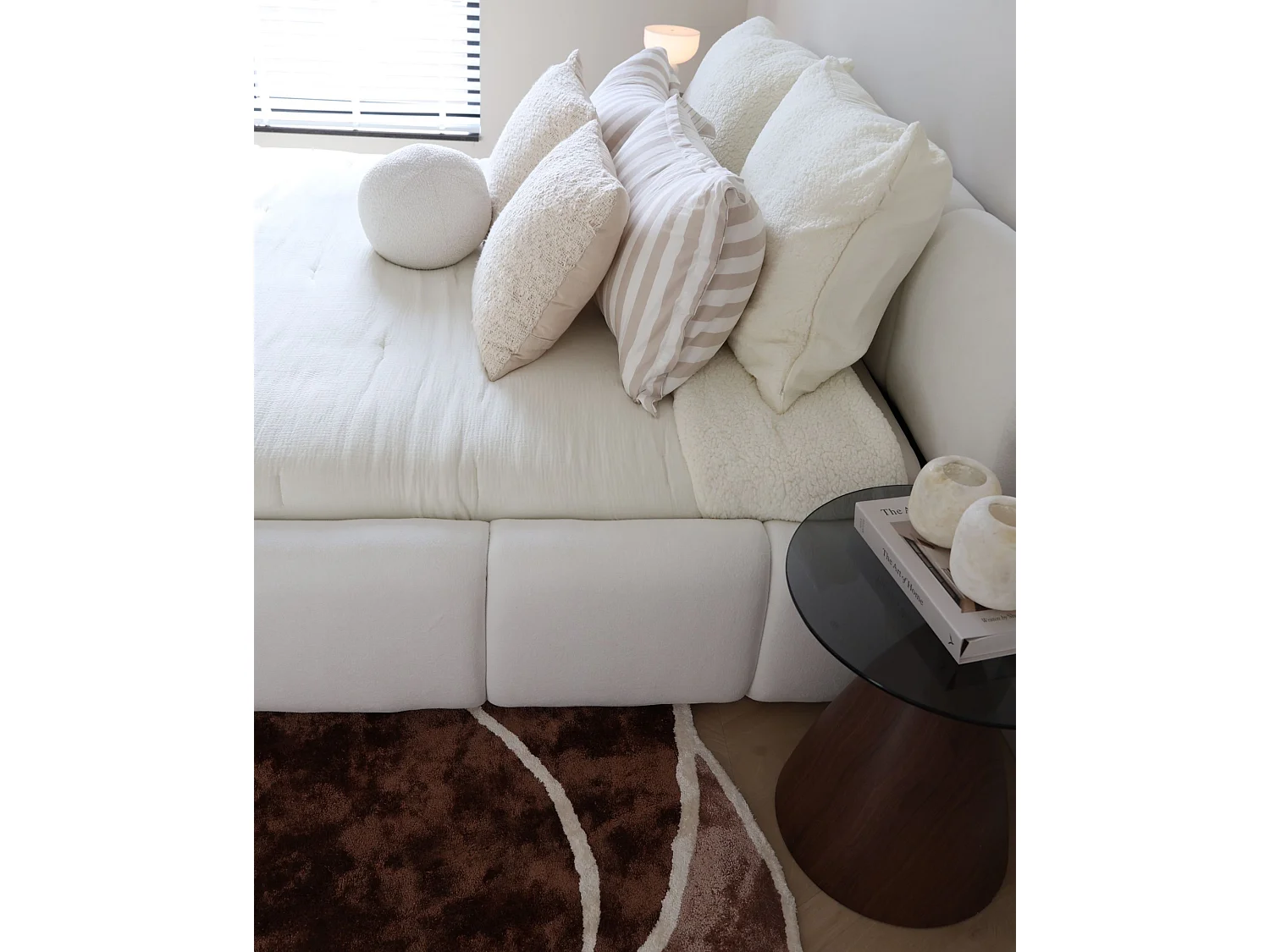 Side Table CORELLA Tempered Glass Brown/ Black