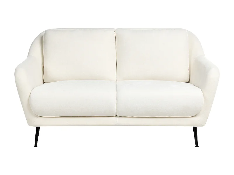 Canapé 2 places EIBY Tissu chenille Blanc