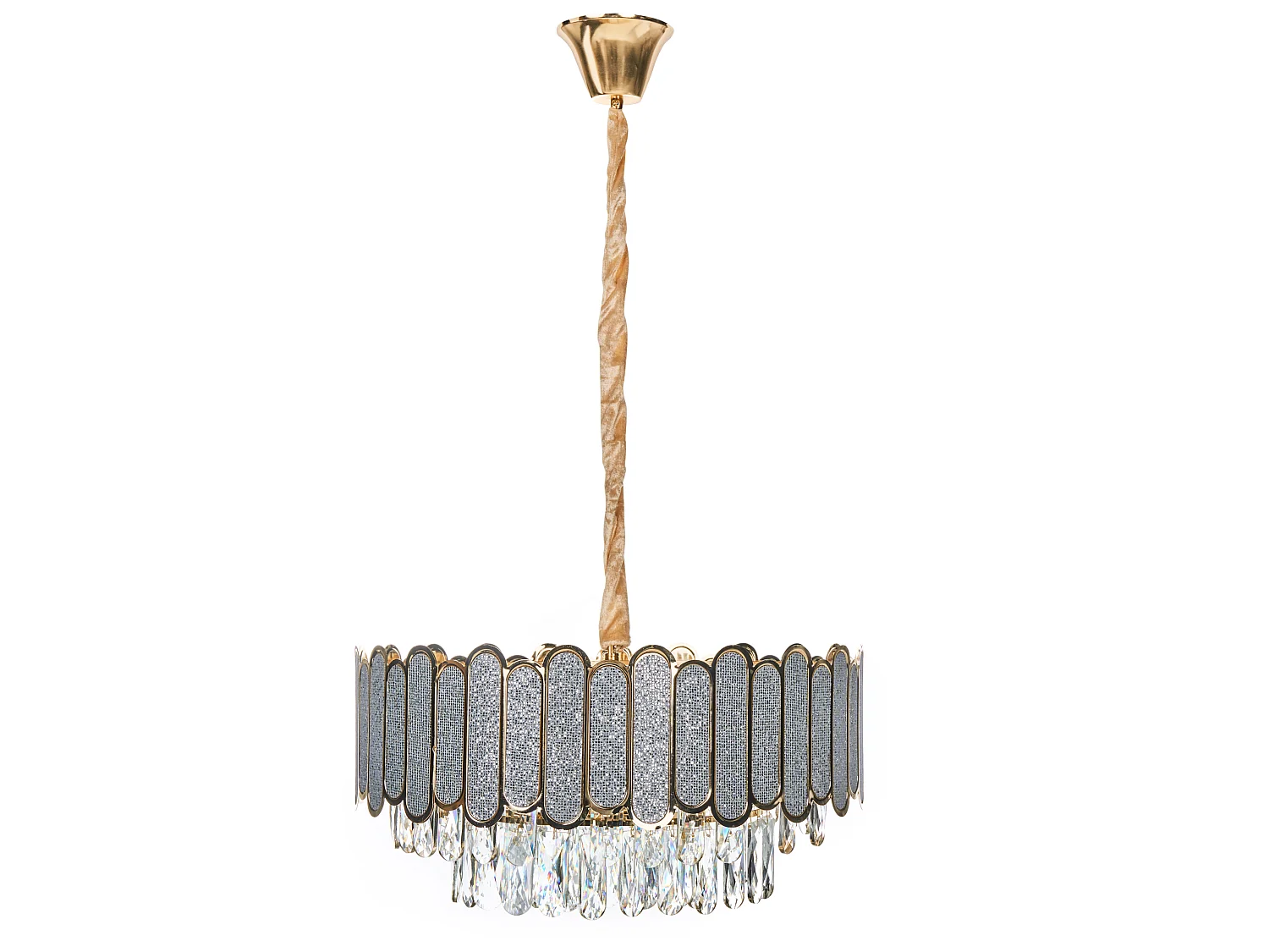 Chandelier AGUARICO Glass Brass