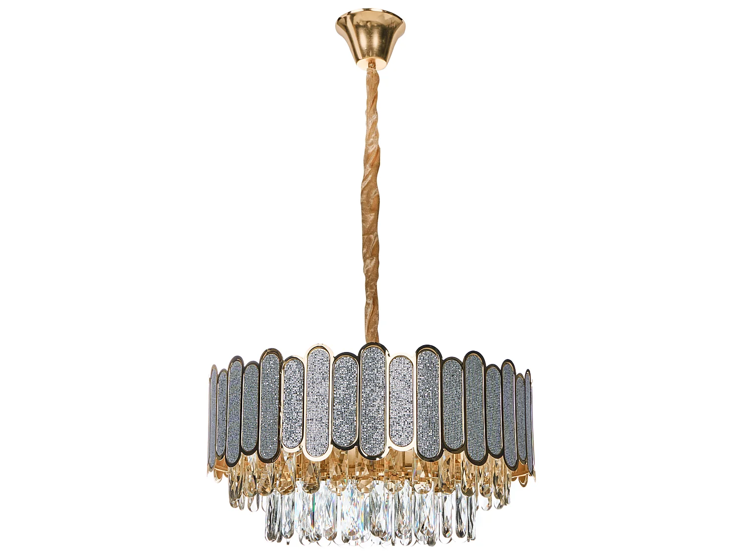 Chandelier AGUARICO Glass Brass
