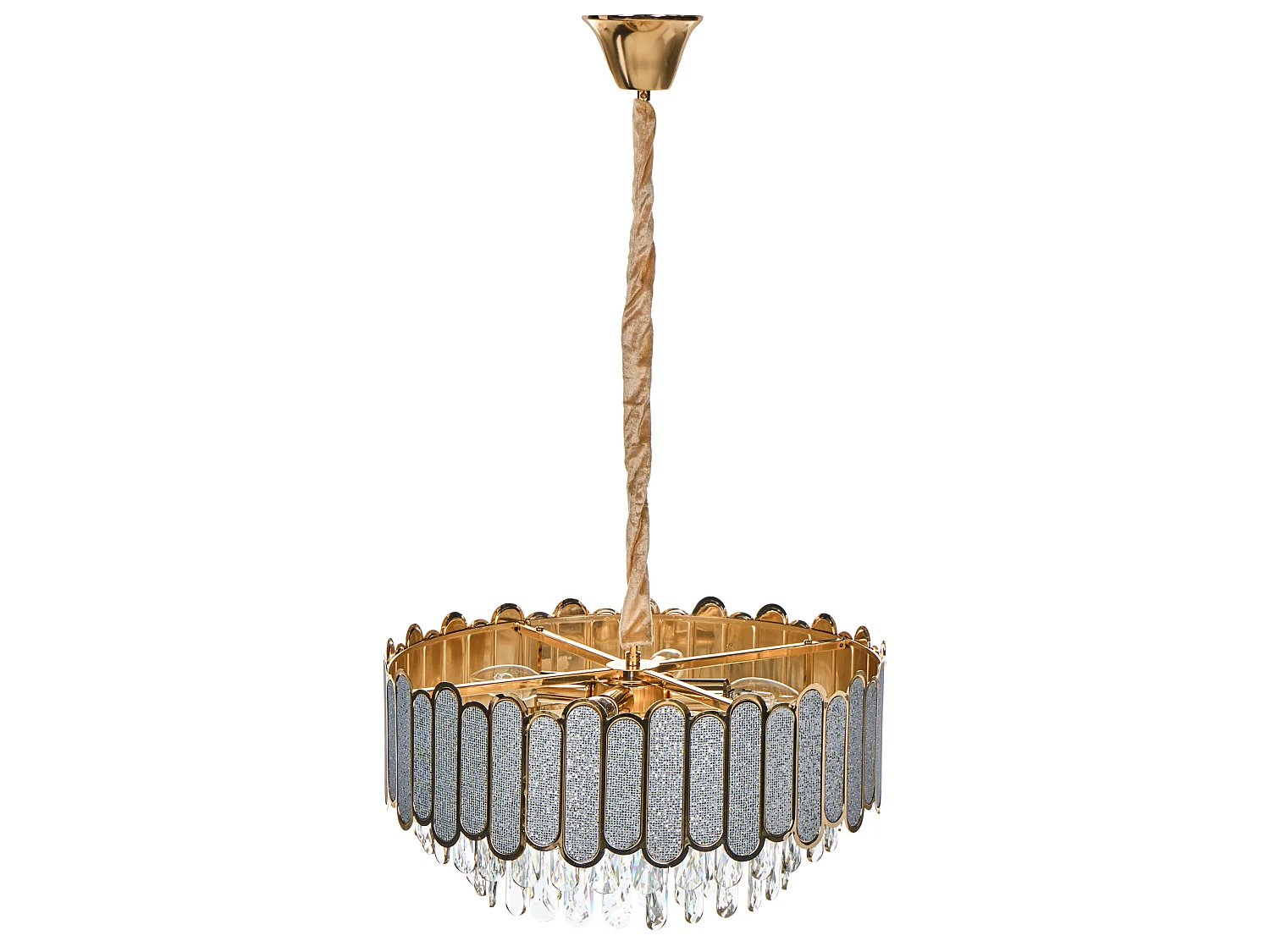 Chandelier AGUARICO Glass Brass