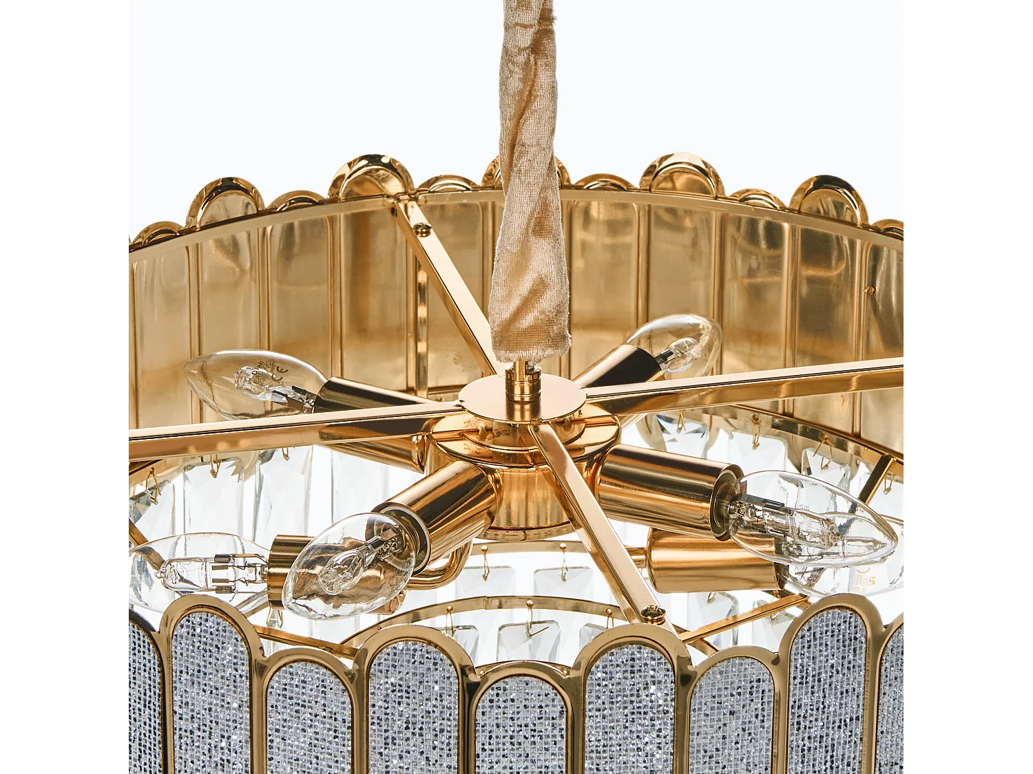 Chandelier AGUARICO Glass Brass