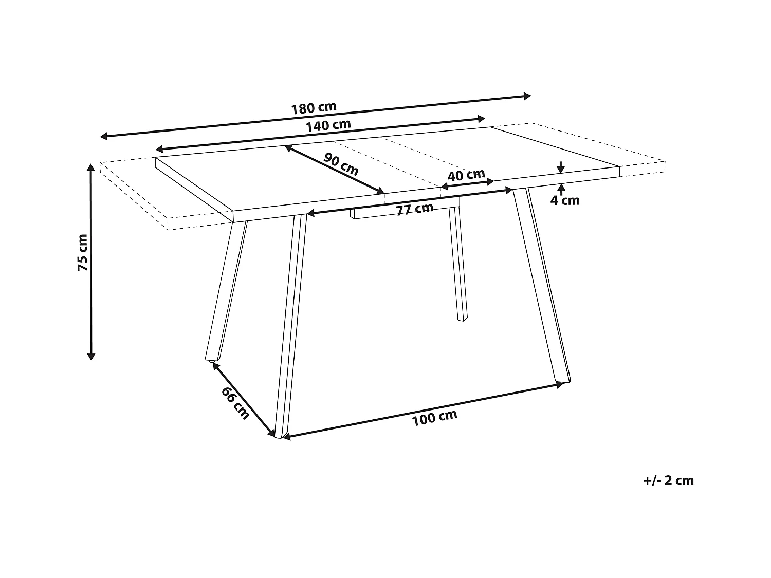 Table de salle à manger extensible HARLOW Marron 140/180 cm 90 cm