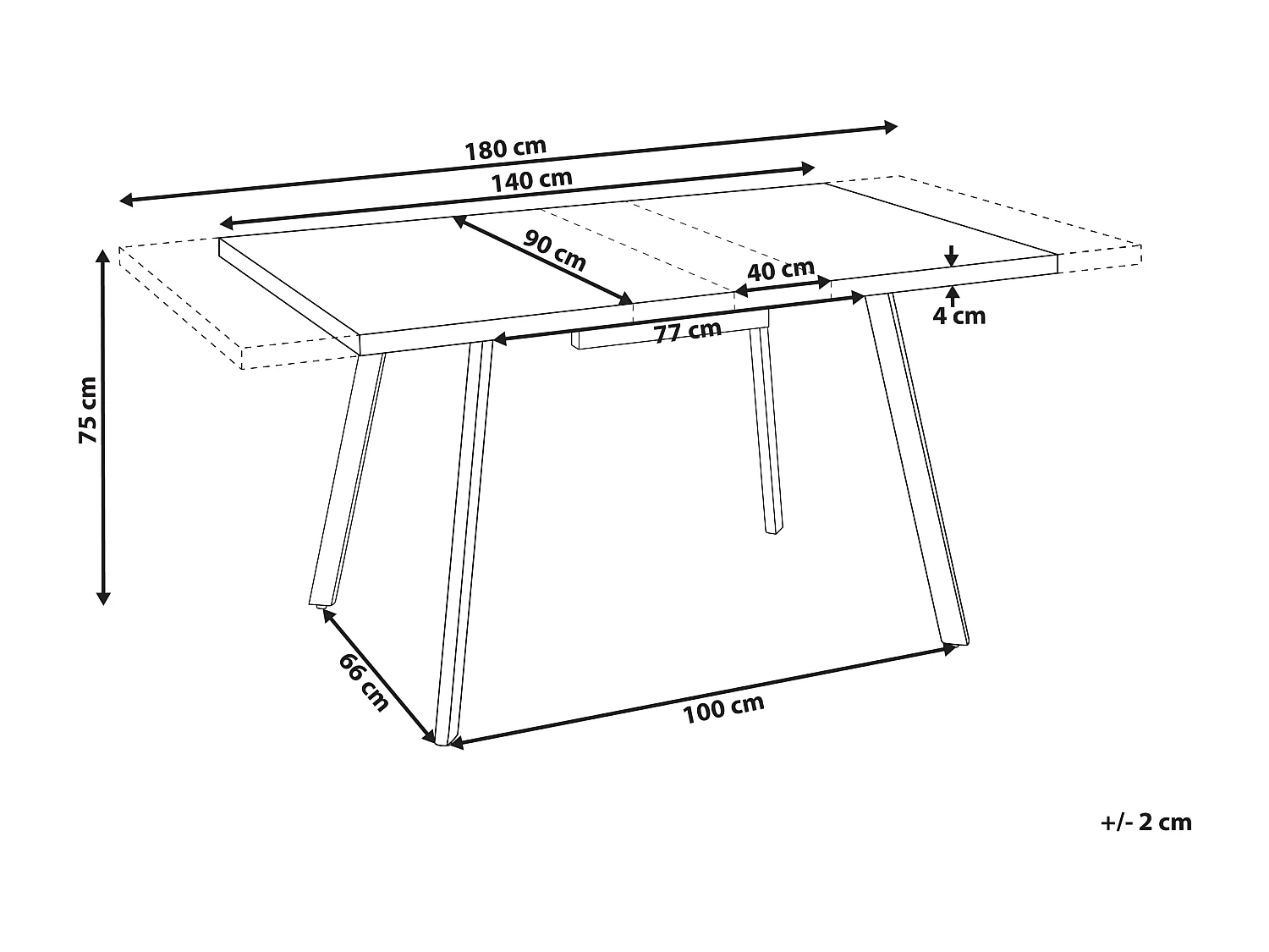 Table de salle à manger extensible HARLOW Marron 140/180 cm 90 cm