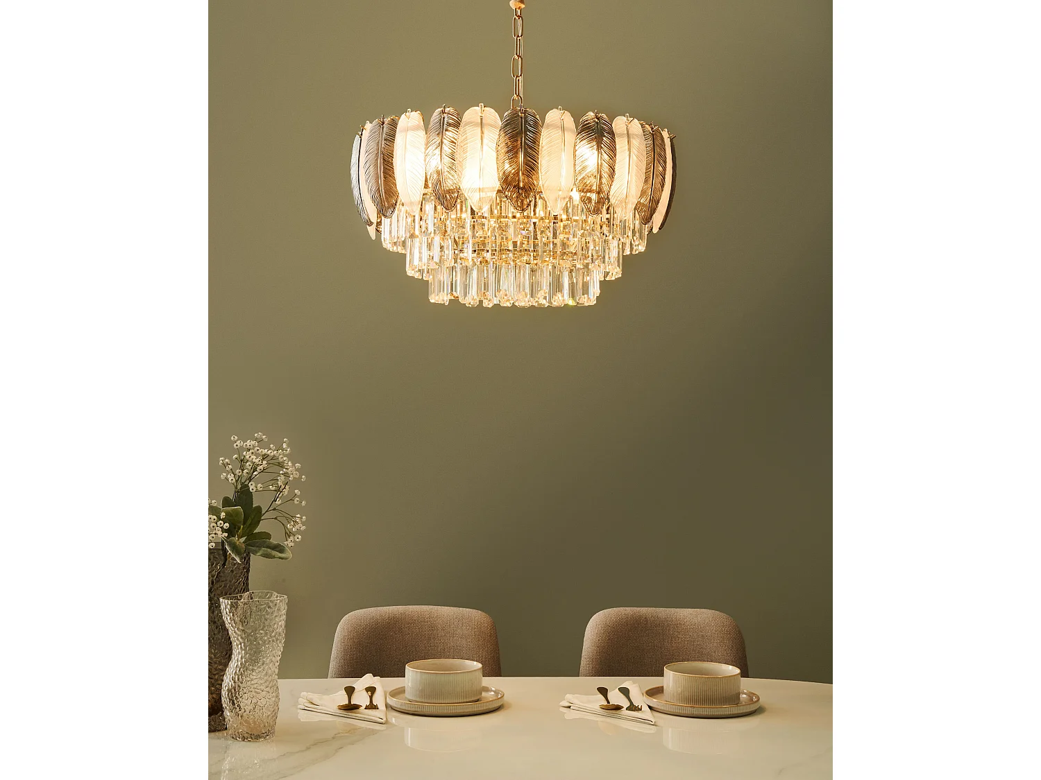 Chandelier CANAGUA Glass Brass