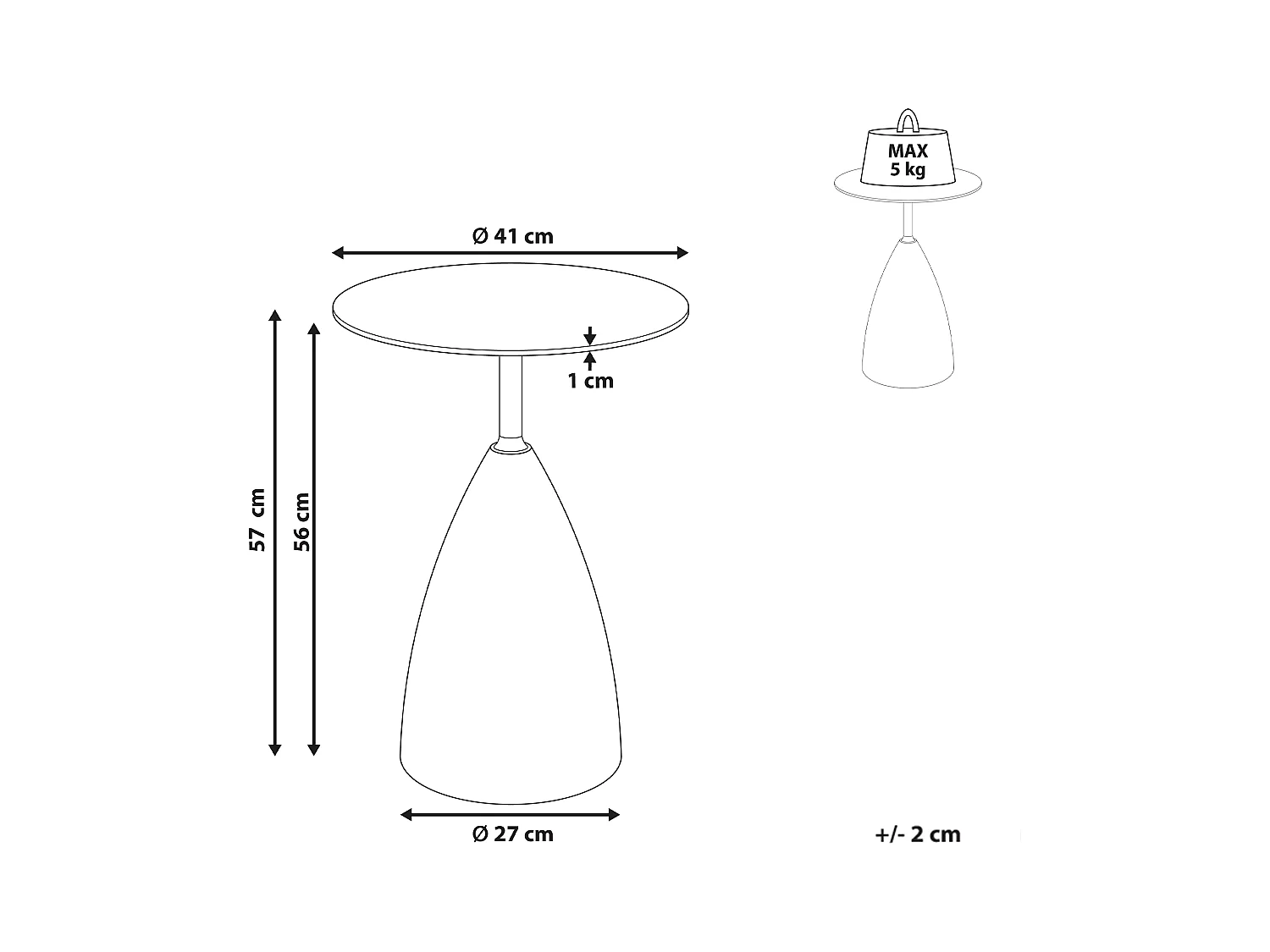 Table d'appoint WALLIS Verre de sécurité Marron/noir