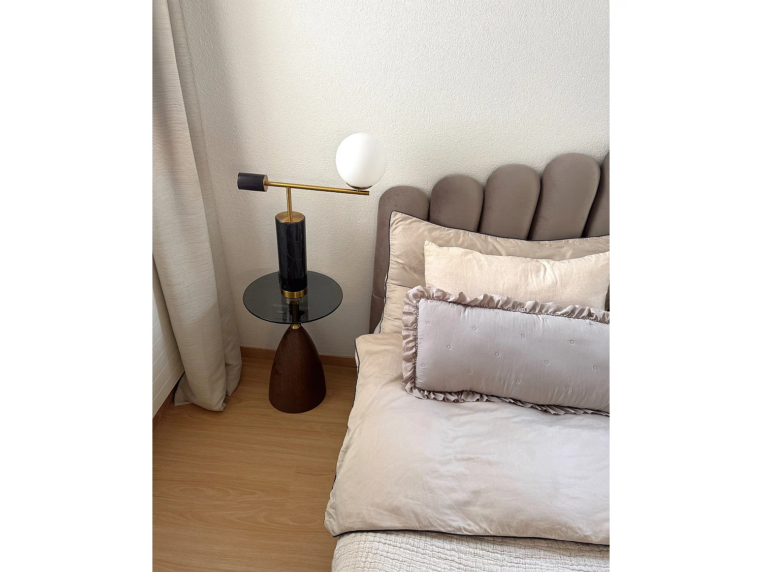Side Table WALLIS Tempered Glass Brown/ Black