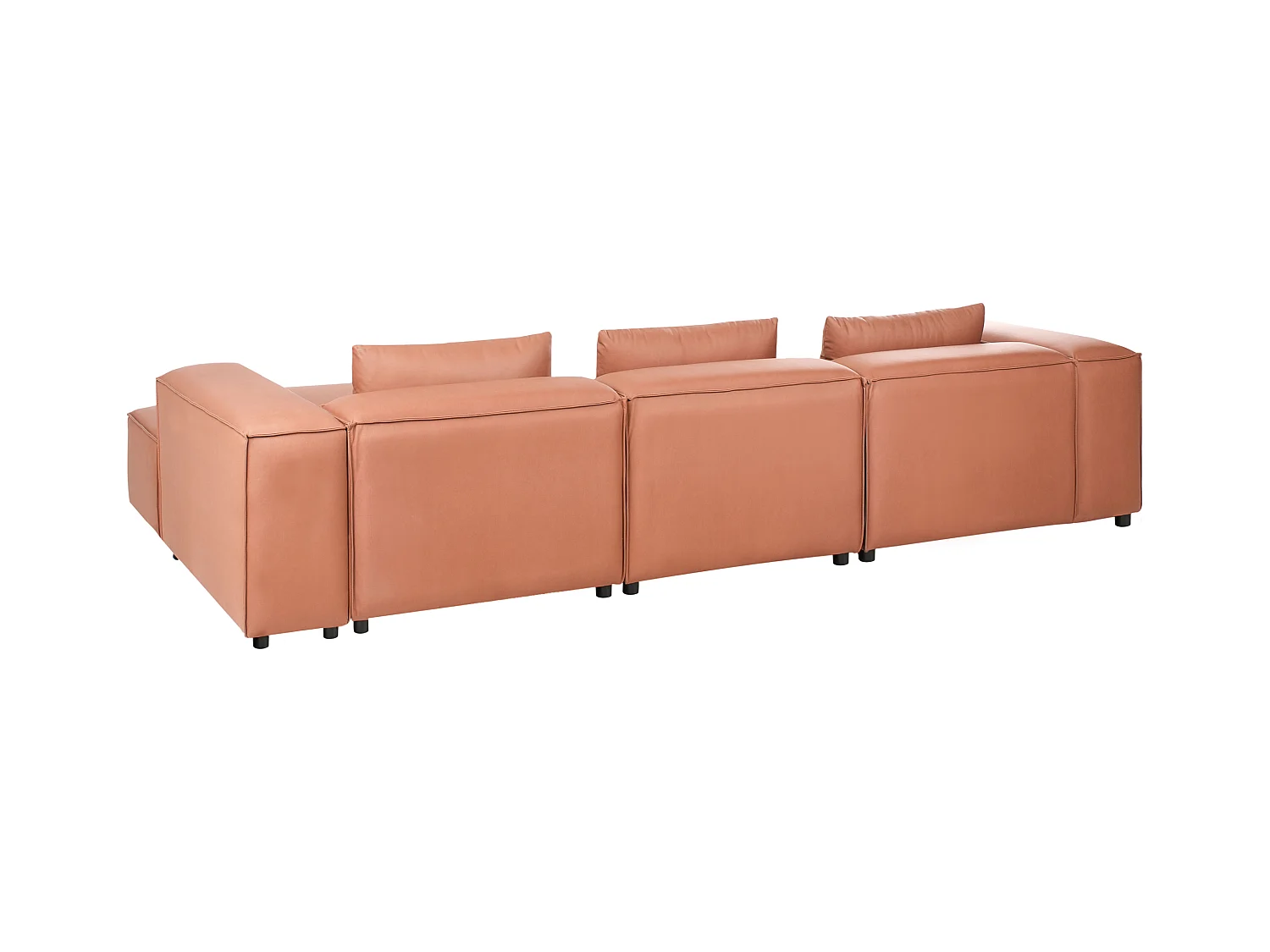 Canapé d'Angle à droite Moderne 4 Places Modulable en Cuir PU avec Accoudoirs Marron Doré Brande