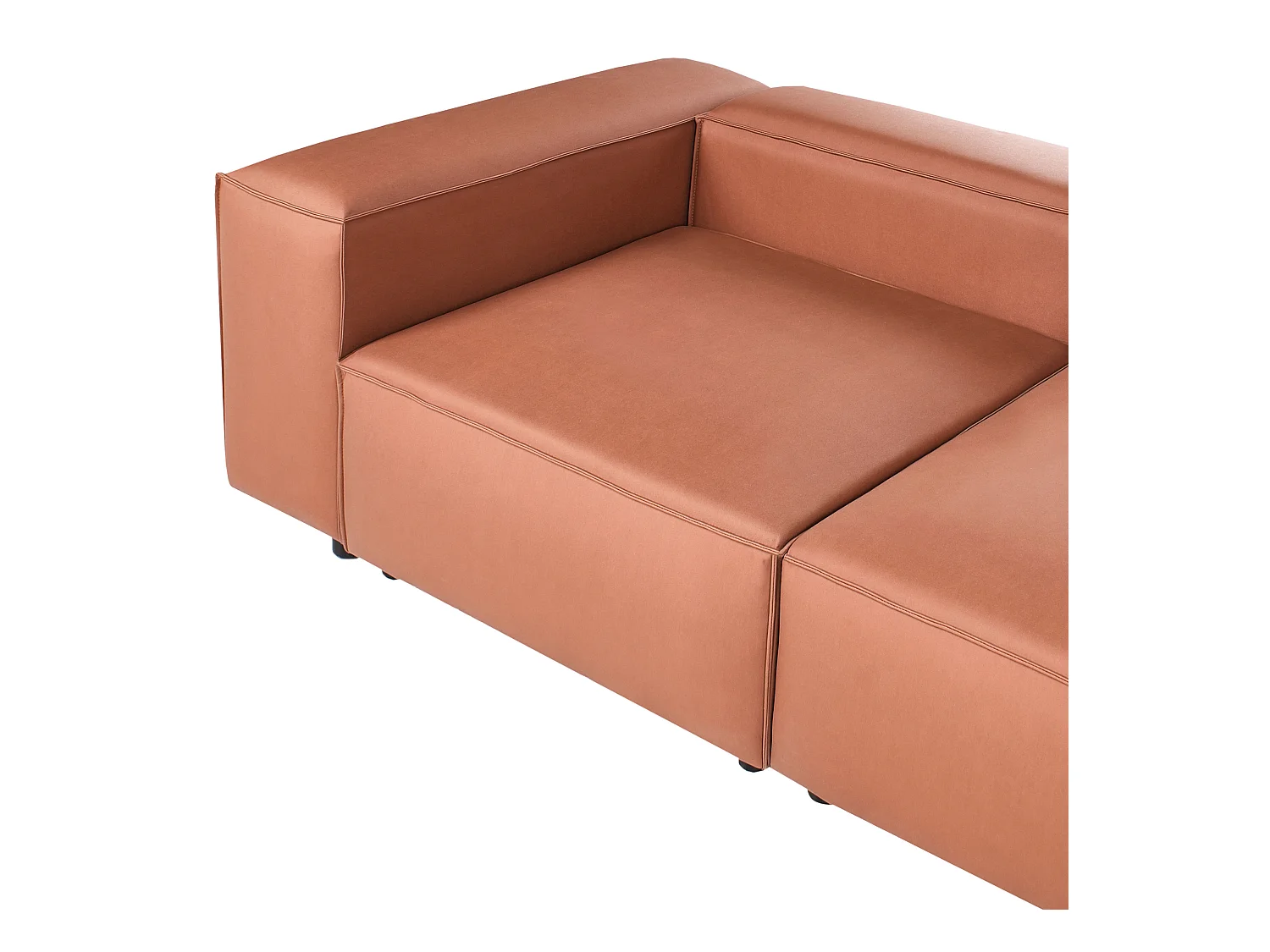Canapé d'Angle à droite Moderne 4 Places Modulable en Cuir PU avec Accoudoirs Marron Doré Brande