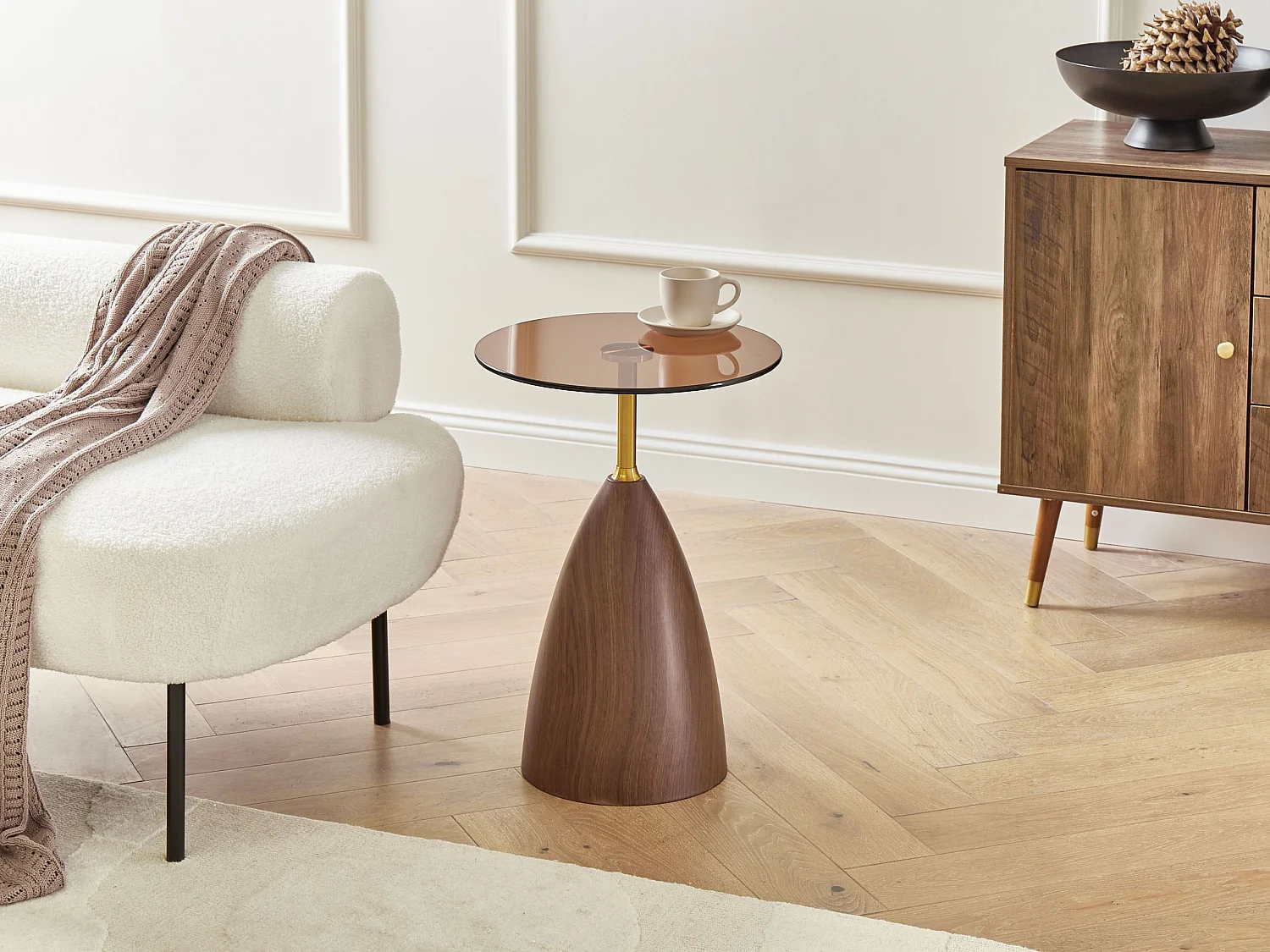 Table d'appoint WALLIS Verre de sécurité Marron