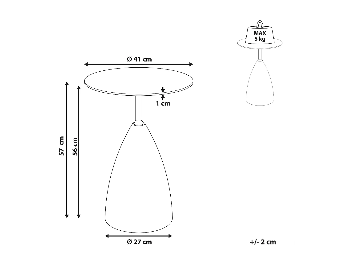 Table d'appoint WALLIS Verre de sécurité Marron