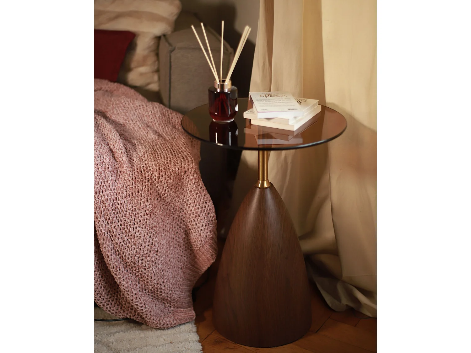 Table d'appoint WALLIS Verre de sécurité Marron