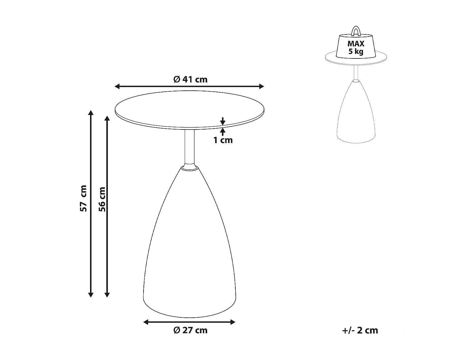 Table d'appoint WALLIS Verre de sécurité Marron