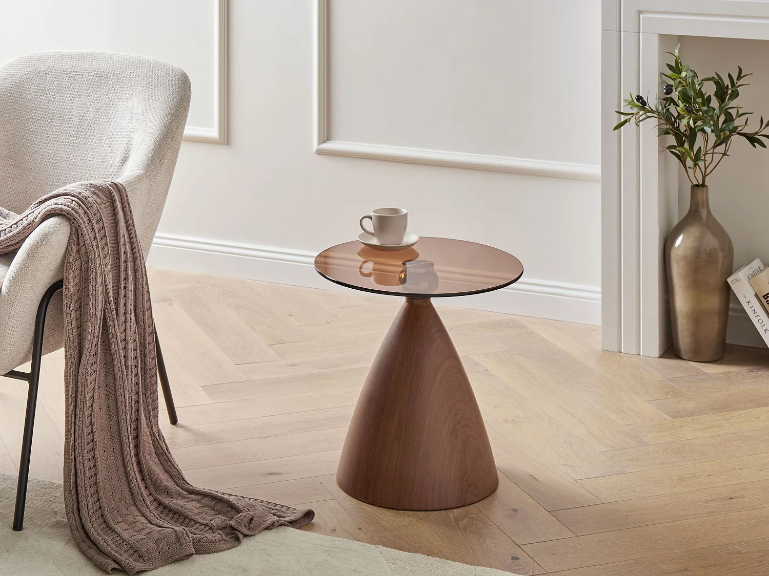 Table d'appoint CORELLA Verre de sécurité Marron