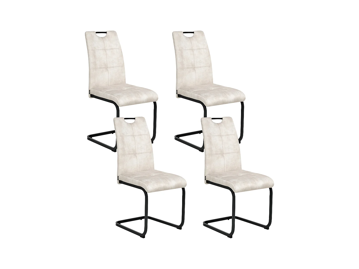Lot de 4 chaises de salle à manger CISCO Tissu Beige clair