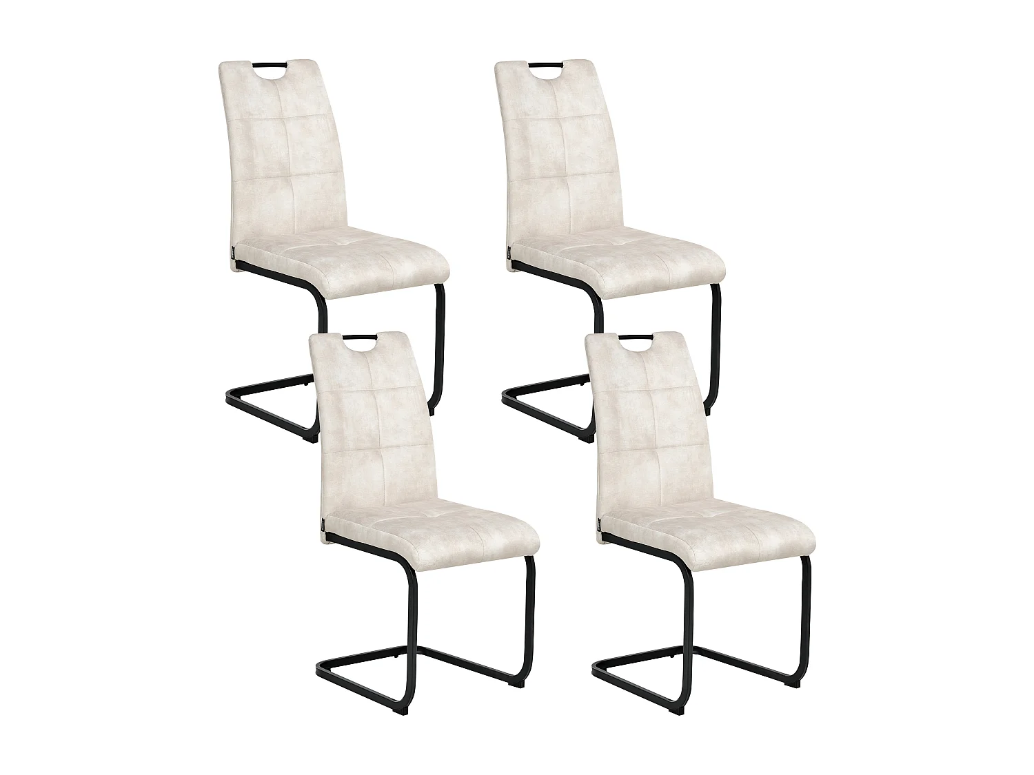 Lot de 4 chaises de salle à manger CISCO Tissu Beige clair