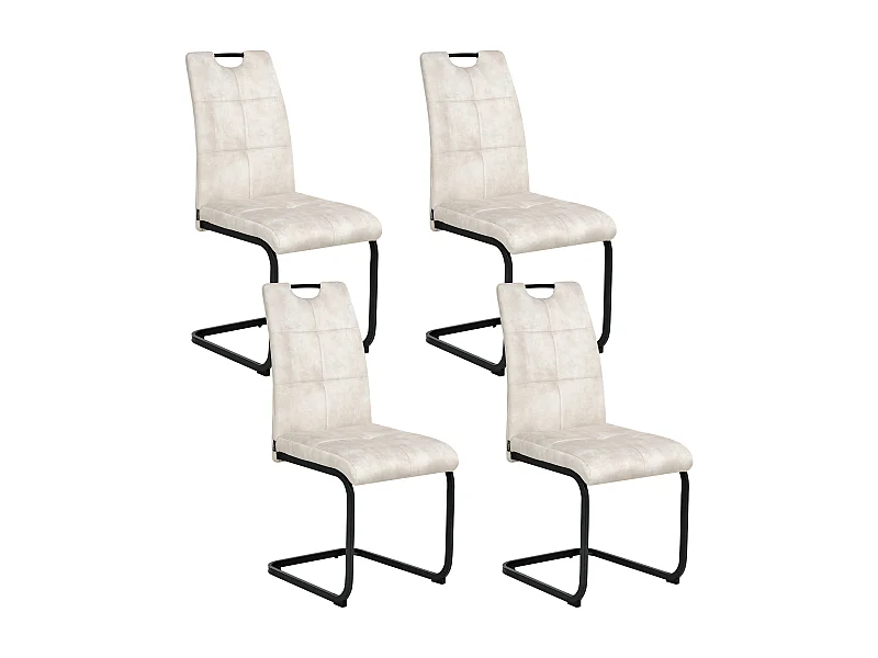 Lot de 4 chaises de salle à manger CISCO Tissu Beige clair