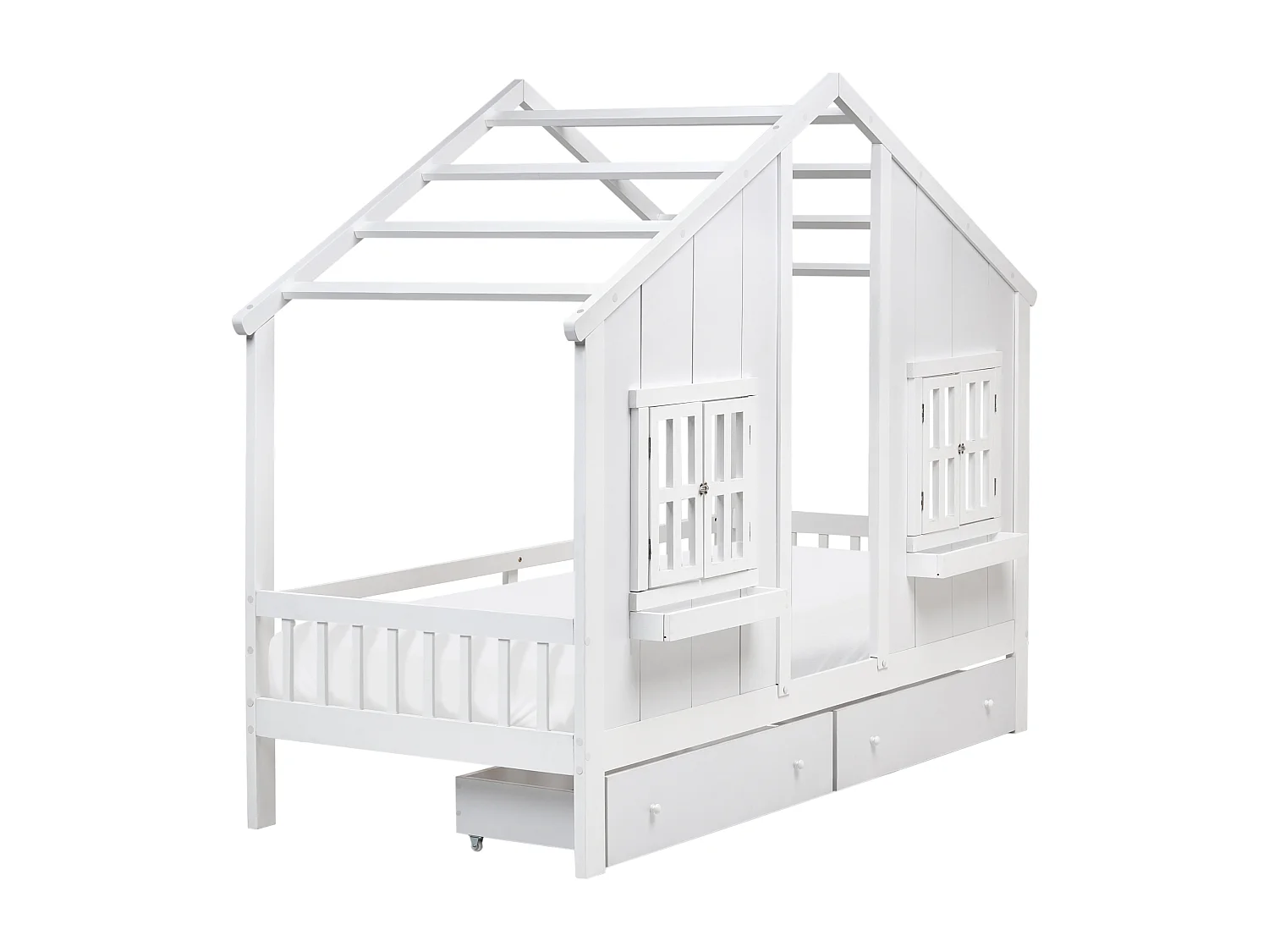 Lit à tiroirs pour enfants Bois de pin TRAPPES 90 x 200 cm Blanc