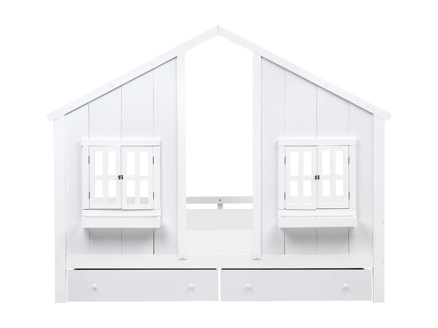 Lit à tiroirs pour enfants Maison Bois de pin TRAPPES 90 x 200 cm Blanc