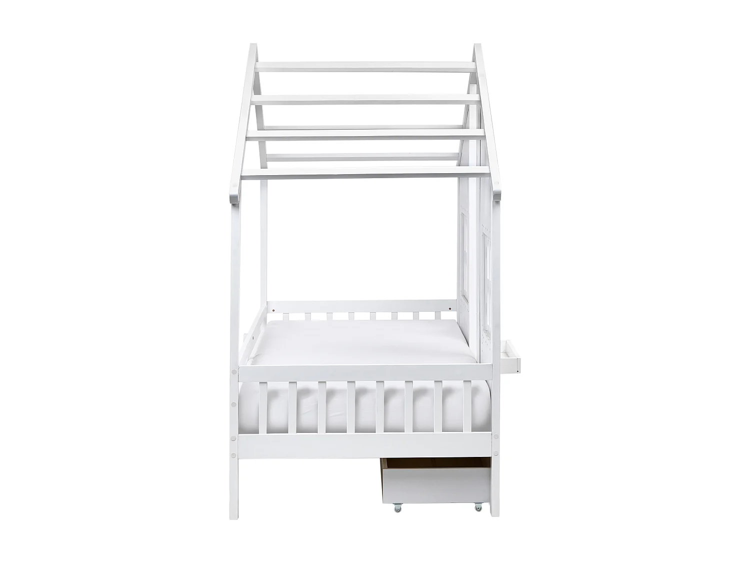Lit à tiroirs pour enfants Maison Bois de pin TRAPPES 90 x 200 cm Blanc