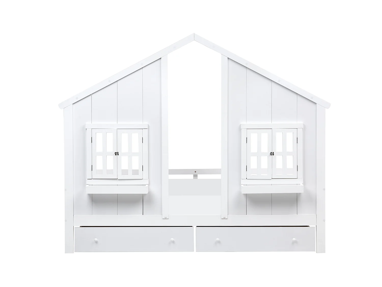 Lit à tiroirs pour enfants Maison Bois de pin TRAPPES 90 x 200 cm Blanc