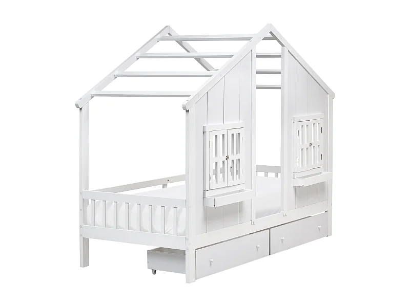 Lit à tiroirs pour enfants Bois de pin TRAPPES 90 x 200 cm Blanc